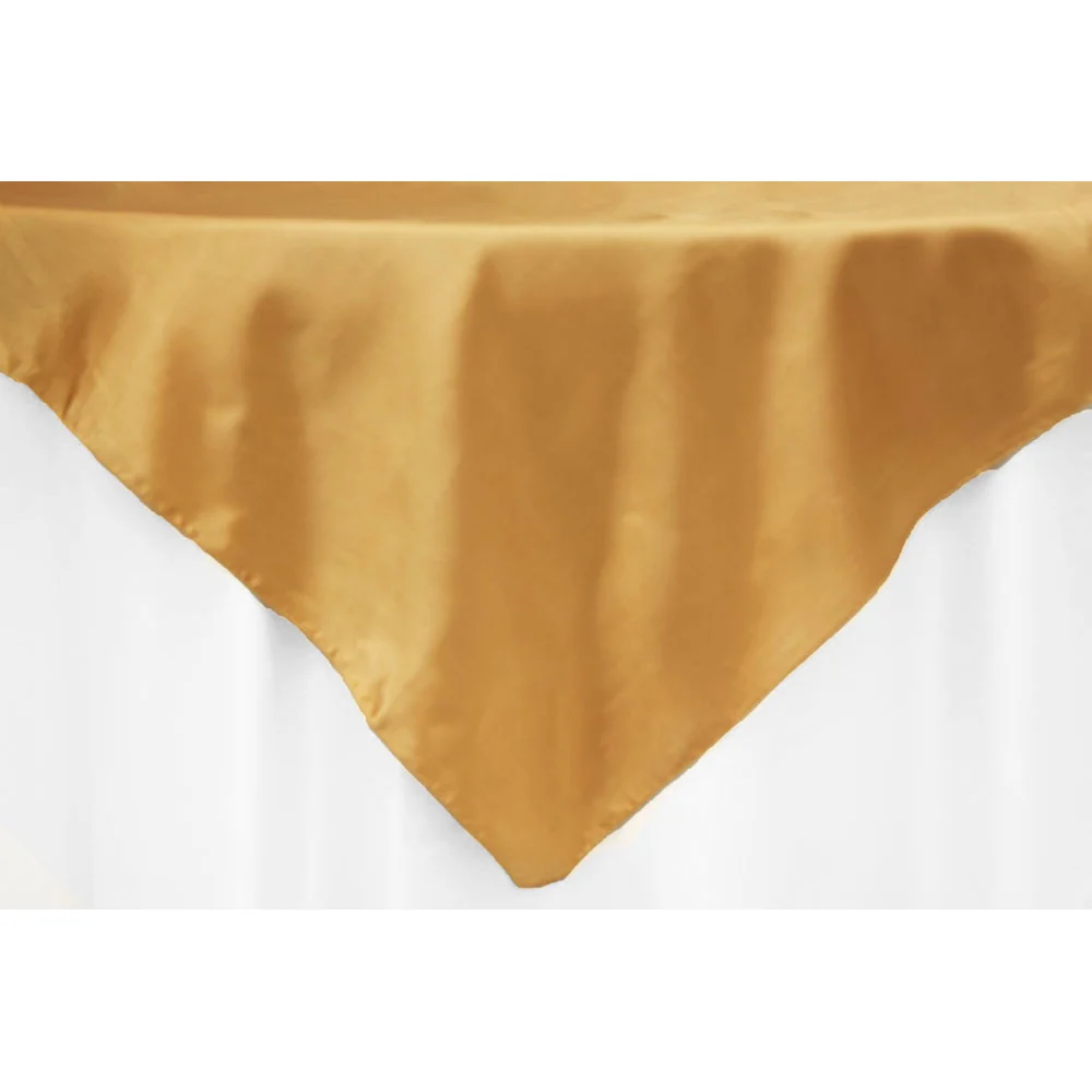 Square 54" Satin Table Overlay - Gold Antique