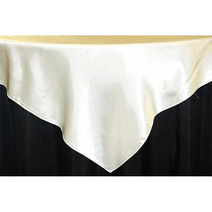 Square 54" Satin Table Overlay - Ivory