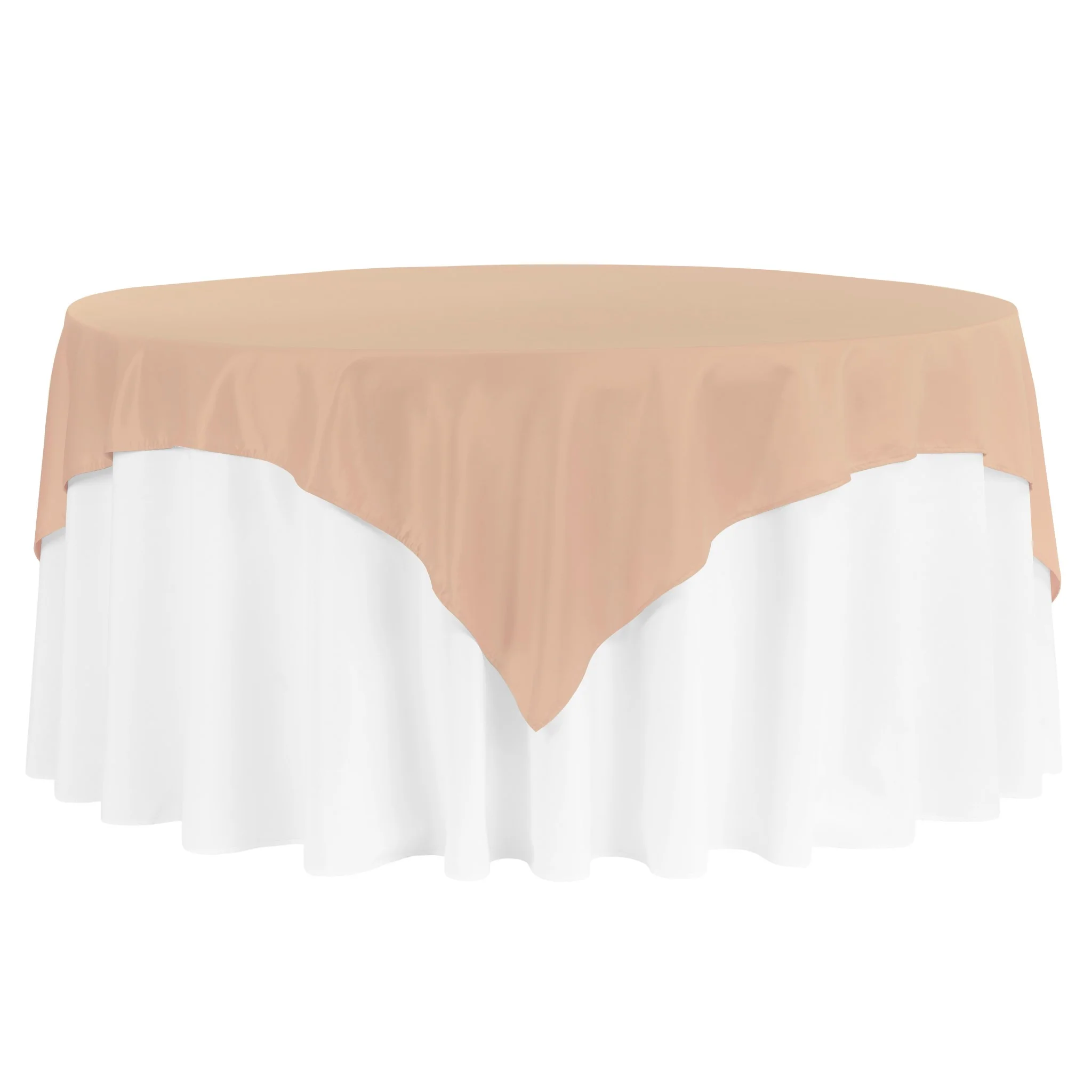 Square 72" Lamour Satin Table Overlay - Champagne