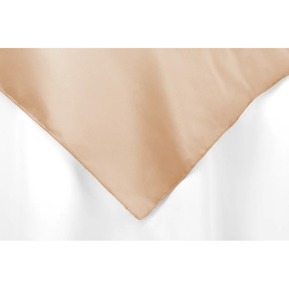Square 72" Lamour Satin Table Overlay - Champagne - Image 2