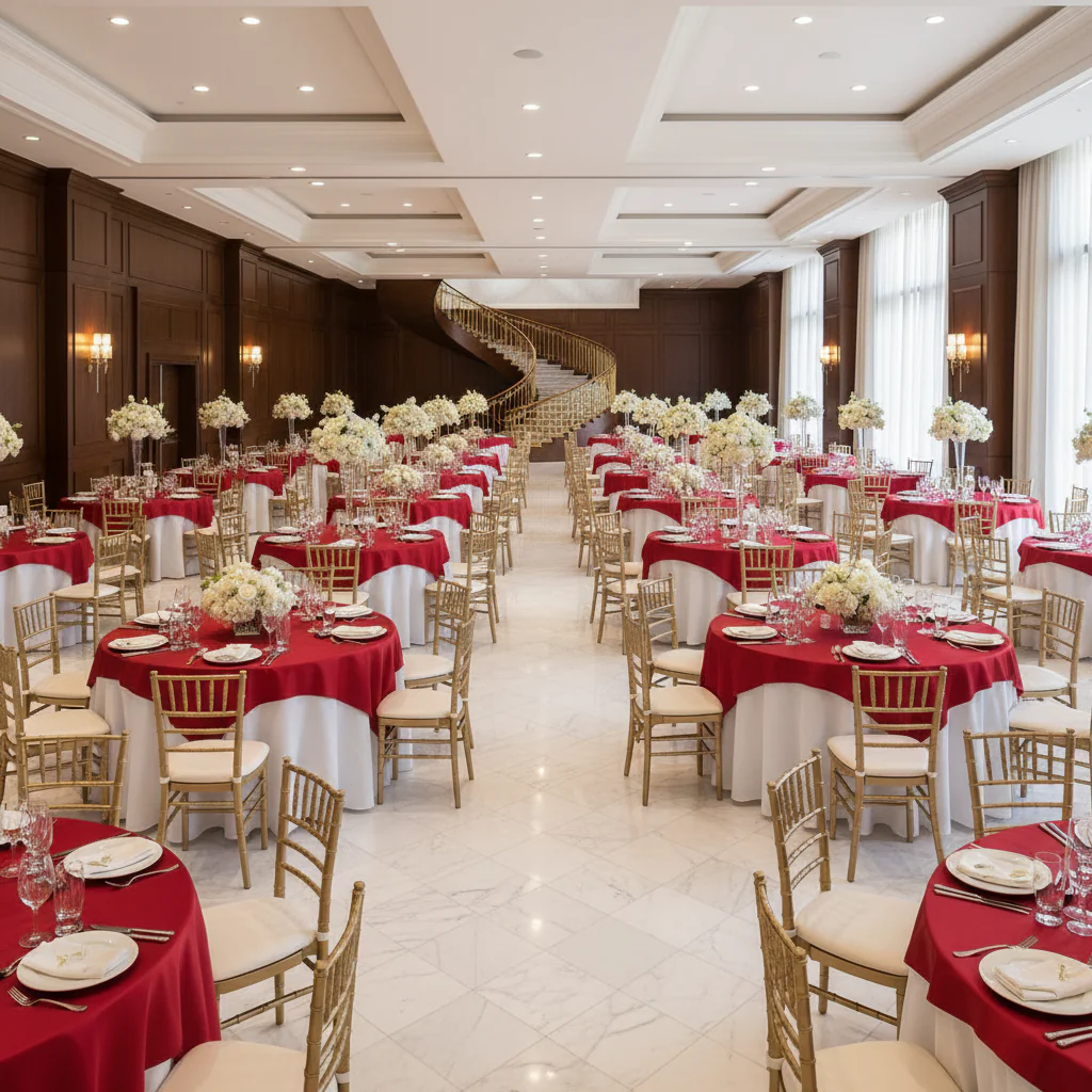 Square 72" Satin Table Overlay - Apple Red - Image 3
