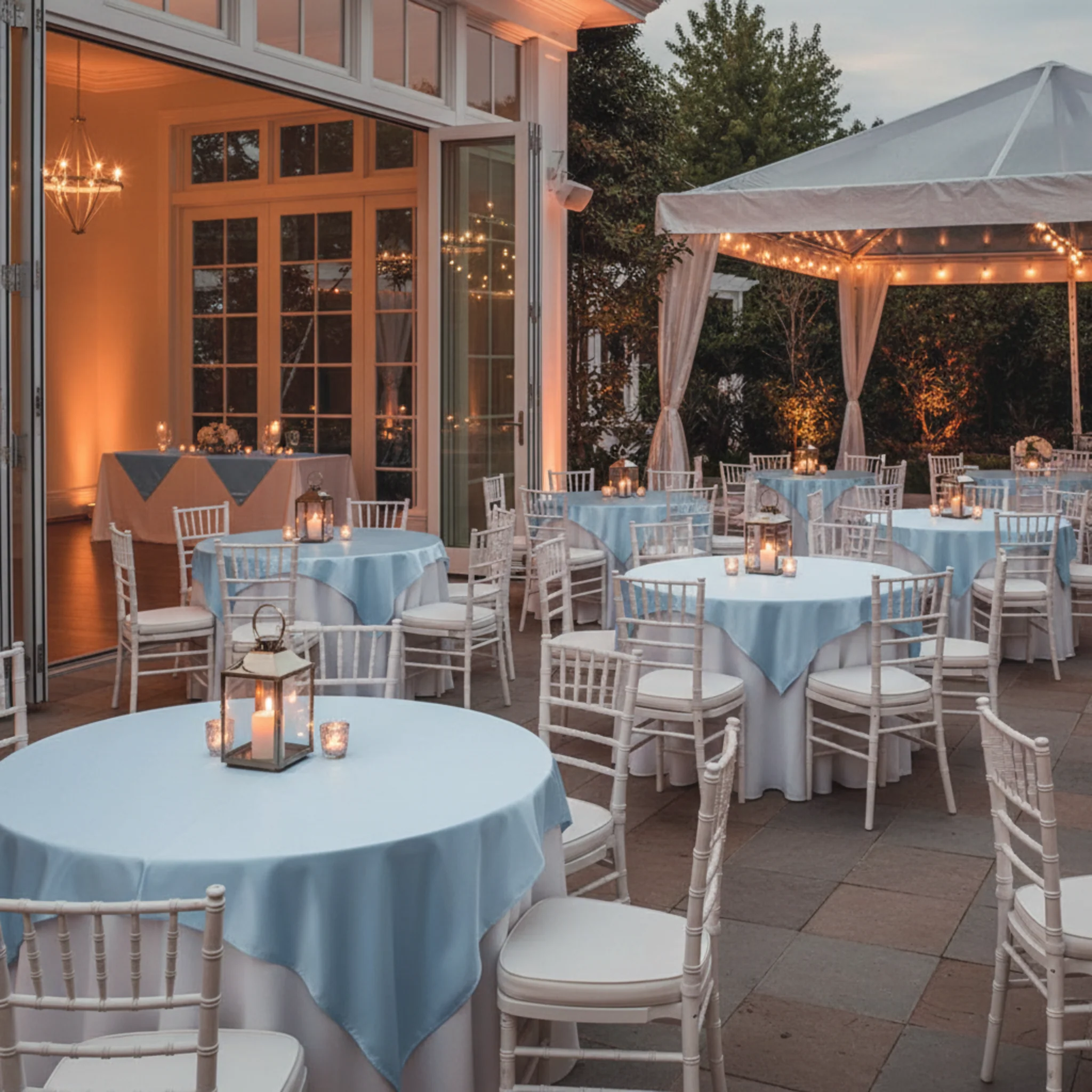 Square 72" Satin Table Overlay - Baby Blue - Image 5