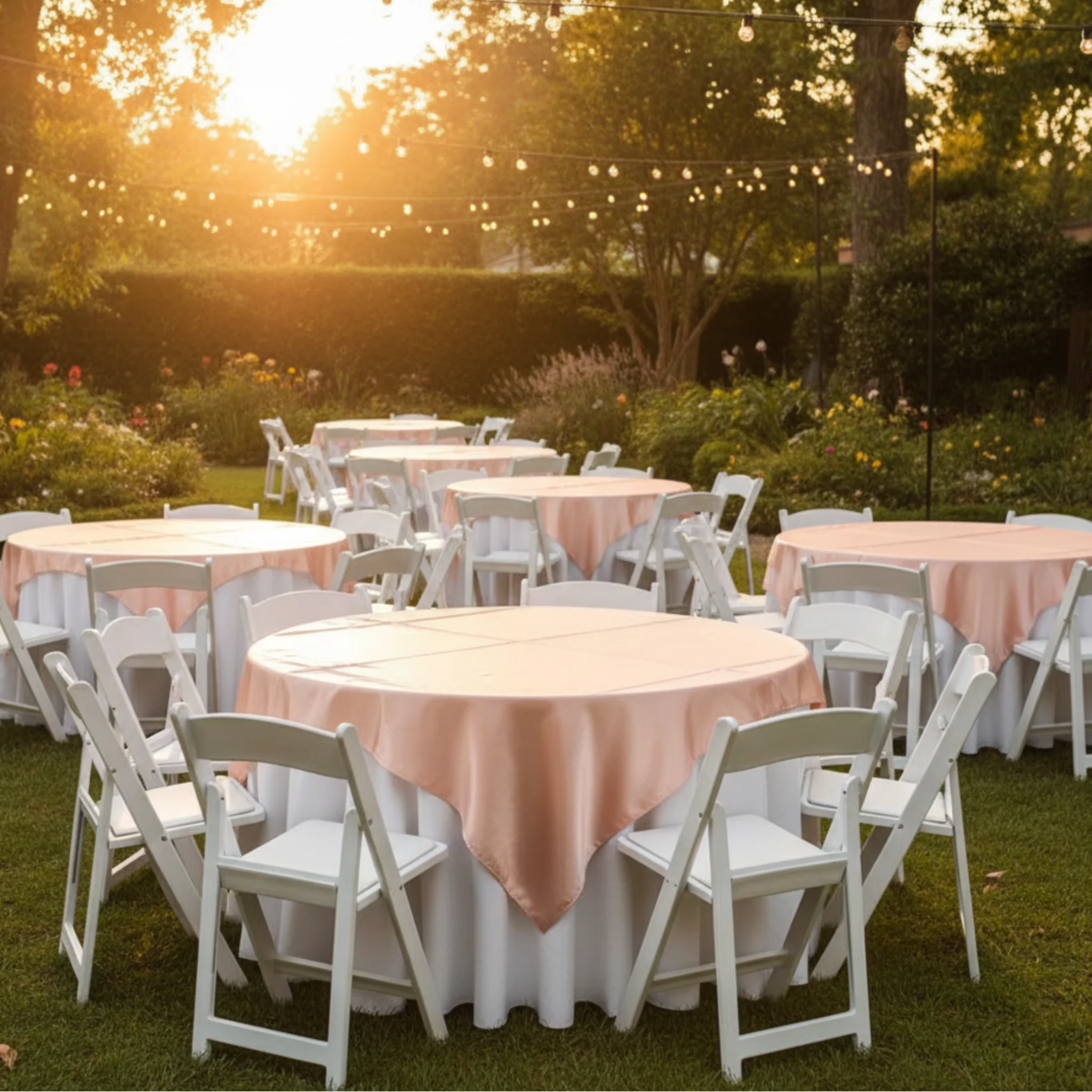 Square 72" Satin Table Overlay - Blush/Rose Gold - Image 4