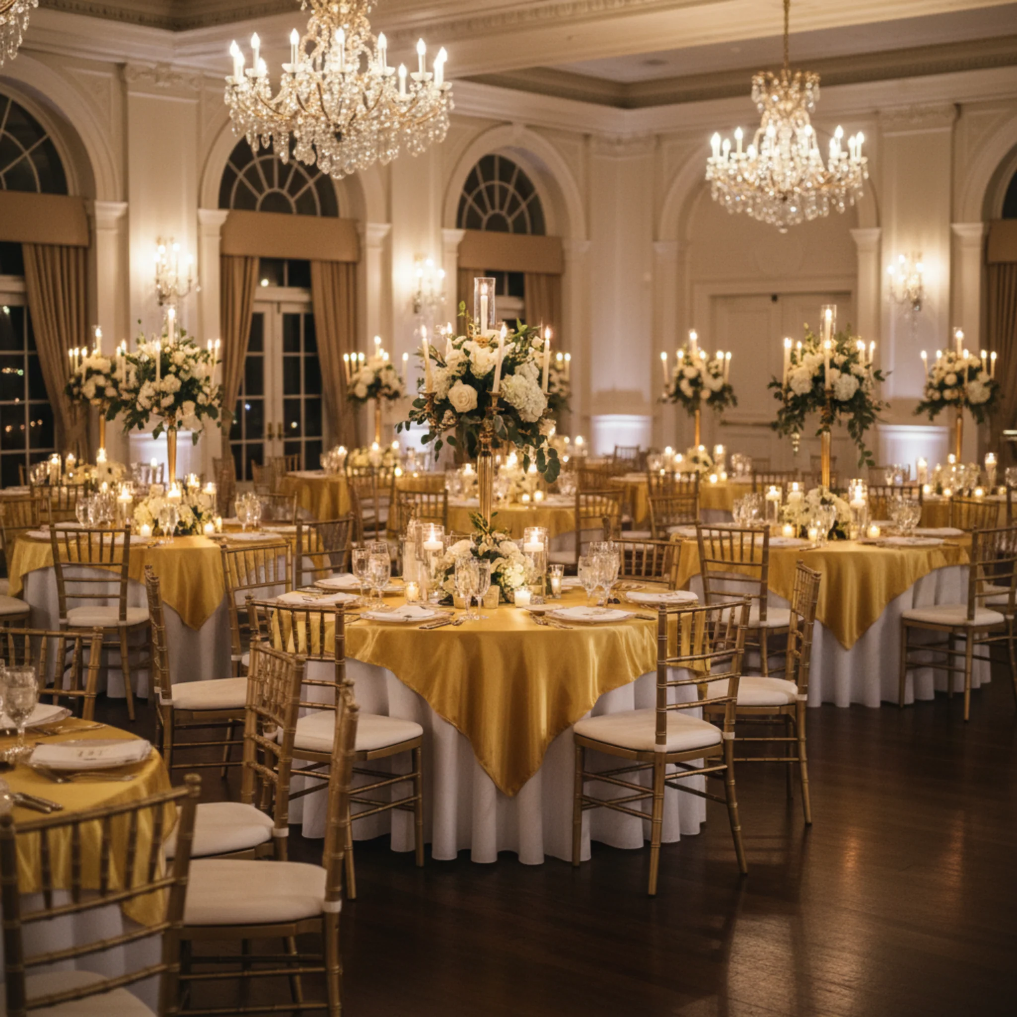 Square 72" Satin Table Overlay - Bright Gold - Image 3