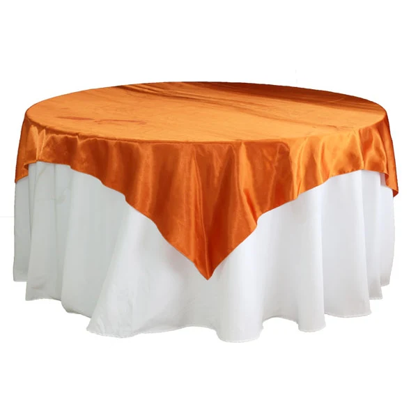 Square 72" Satin Table Overlay - Burnt Orange - Image 4