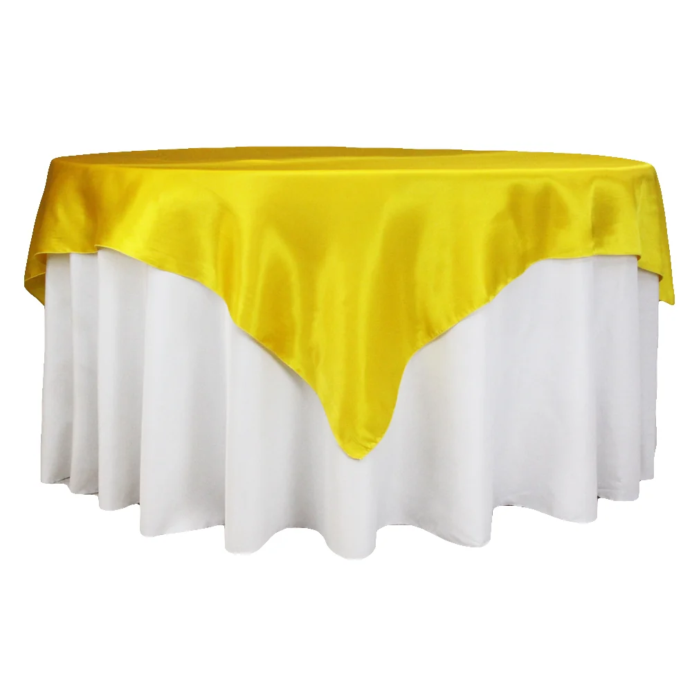 Square 72" Satin Table Overlay - Canary Yellow (Bright Yellow) - Image 2