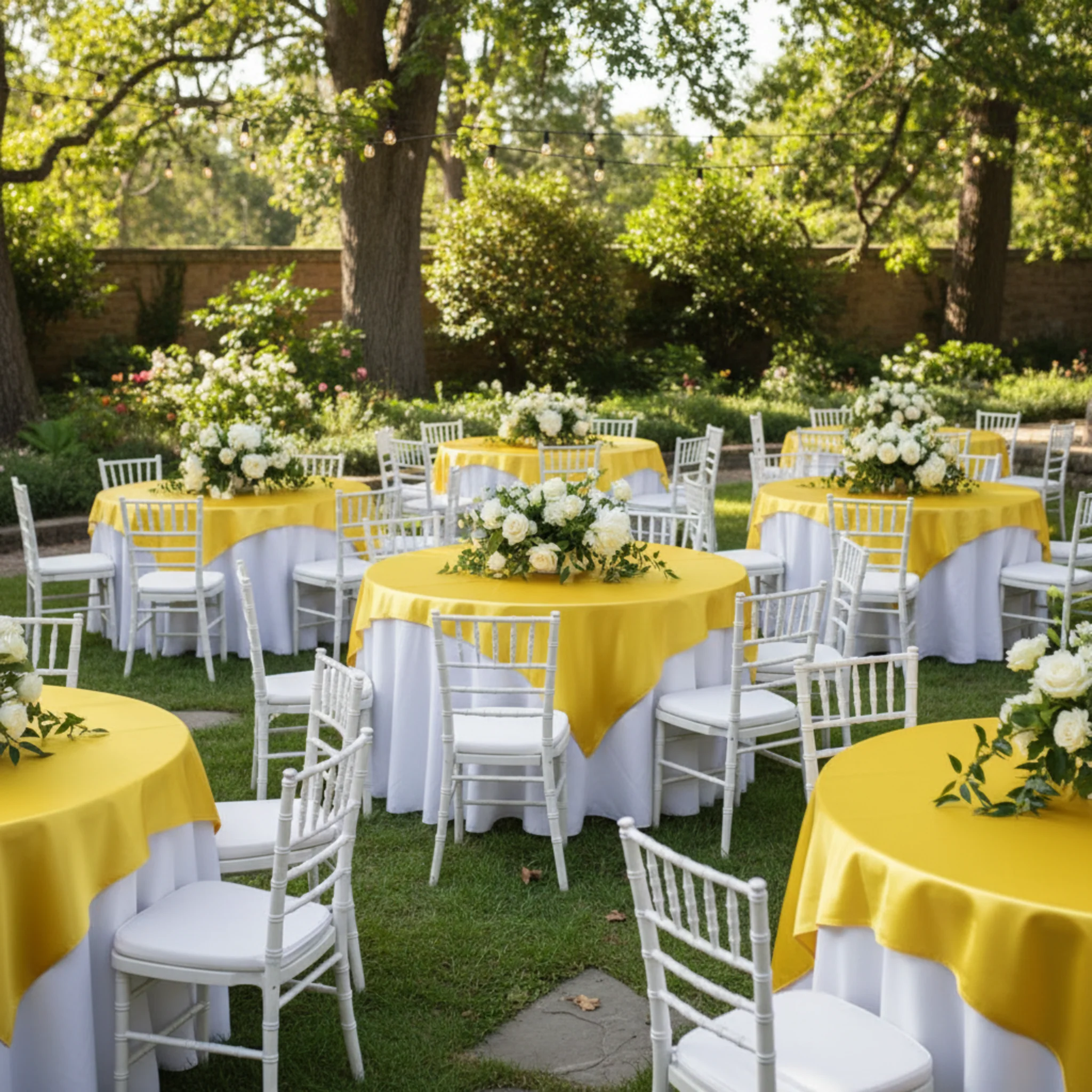 Square 72" Satin Table Overlay - Canary Yellow (Bright Yellow) - Image 3