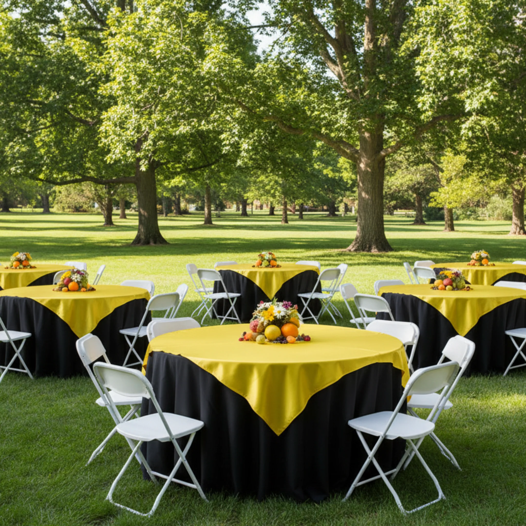 Square 72" Satin Table Overlay - Canary Yellow (Bright Yellow) - Image 4