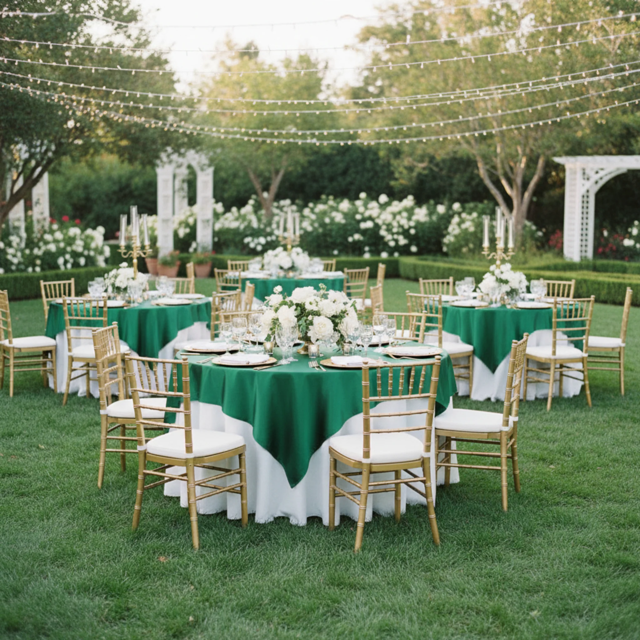 Square 72" Satin Table Overlay - Emerald Green - Image 3