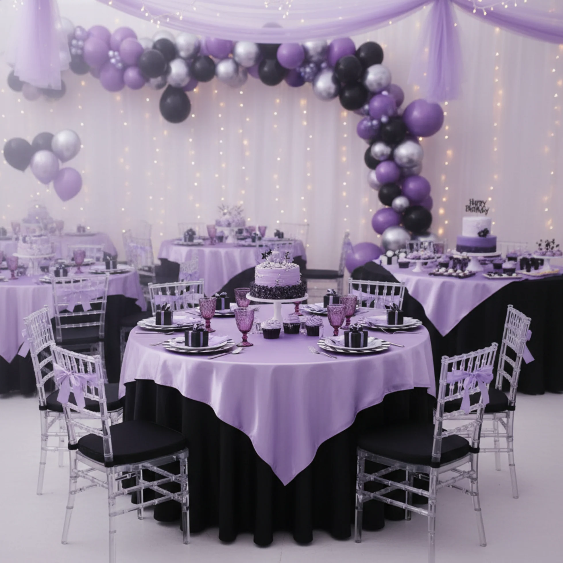 Square 72" Satin Table Overlay - Lavender - Image 3