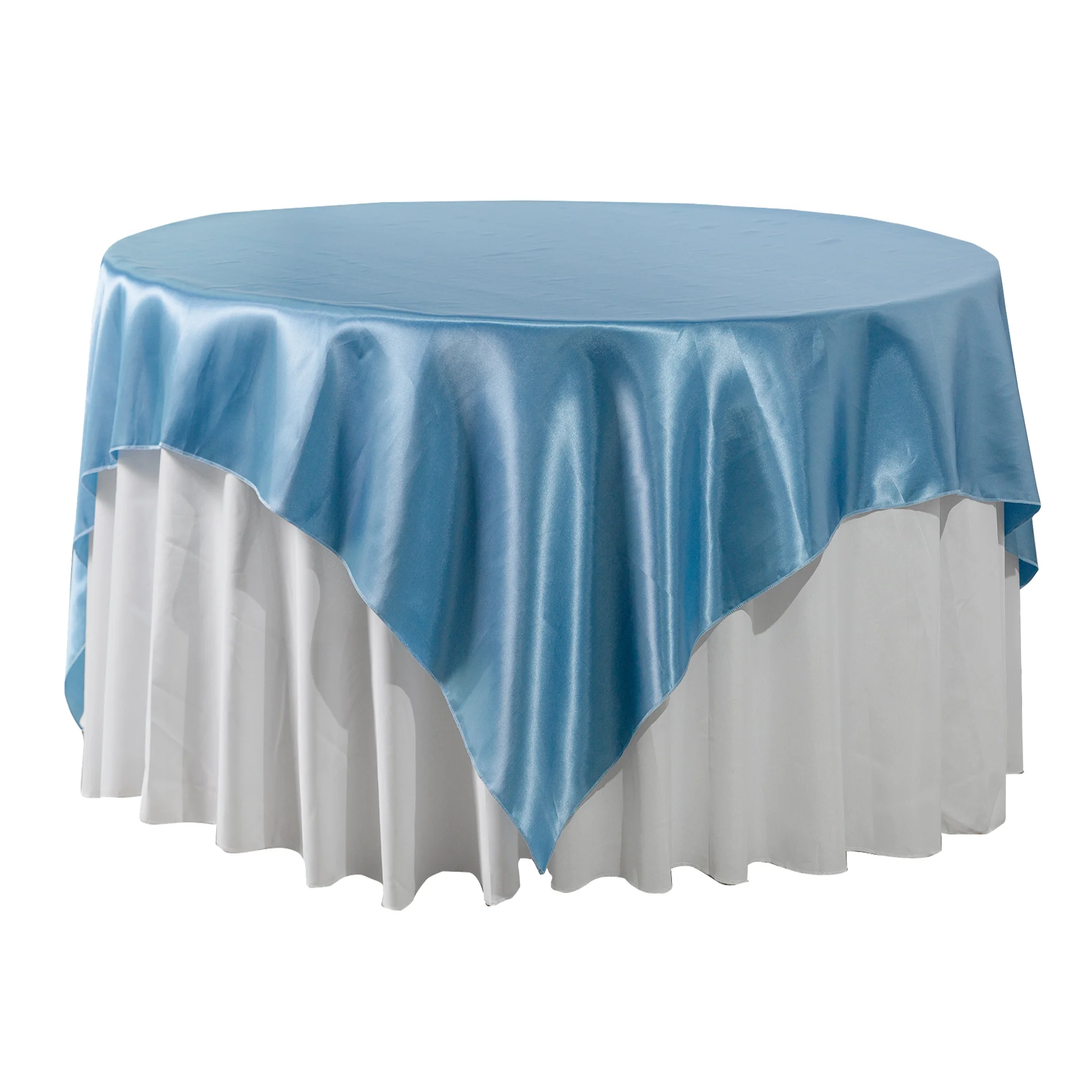 Square 72" Satin Table Overlay - Steele Blue