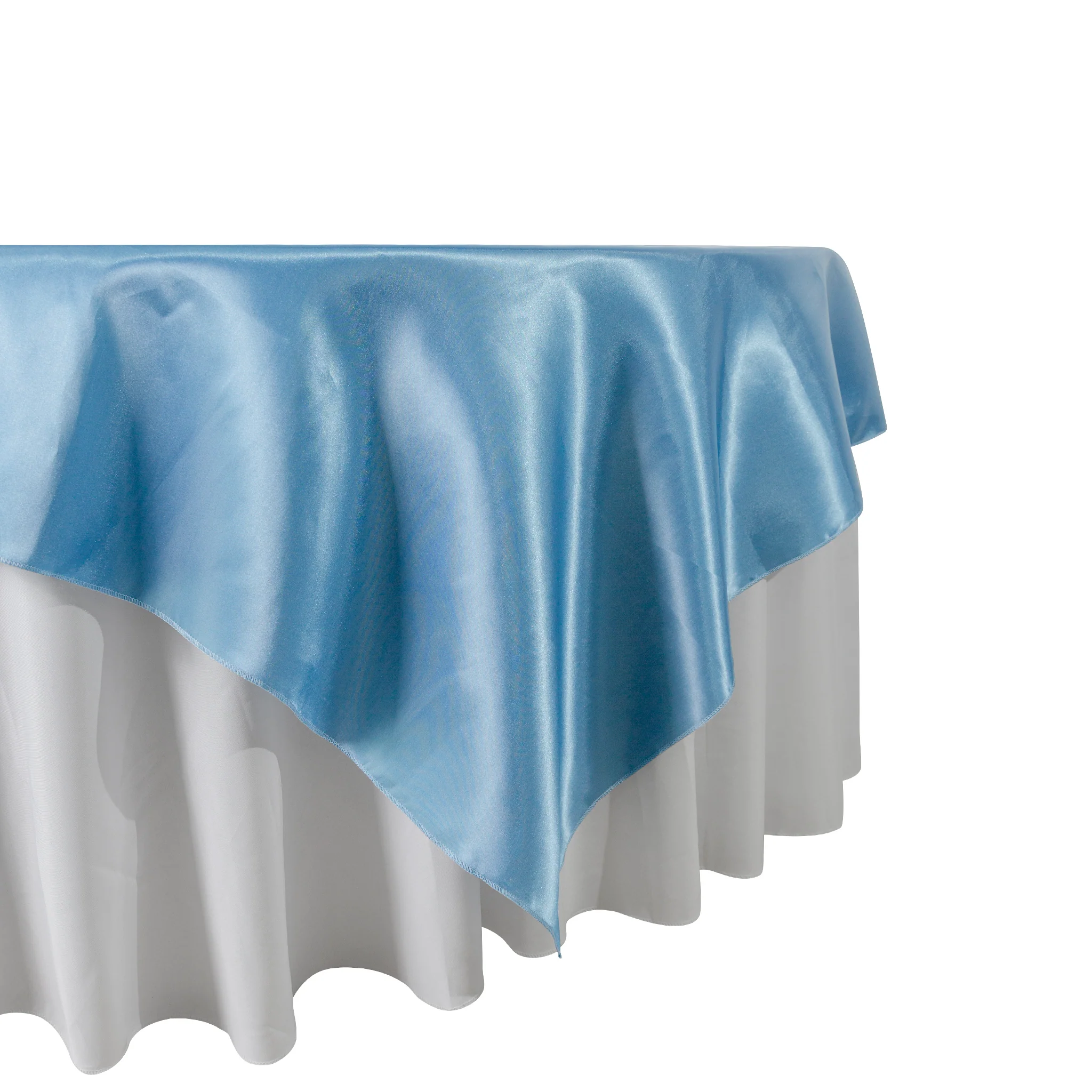 Square 72" Satin Table Overlay - Steele Blue - Image 2
