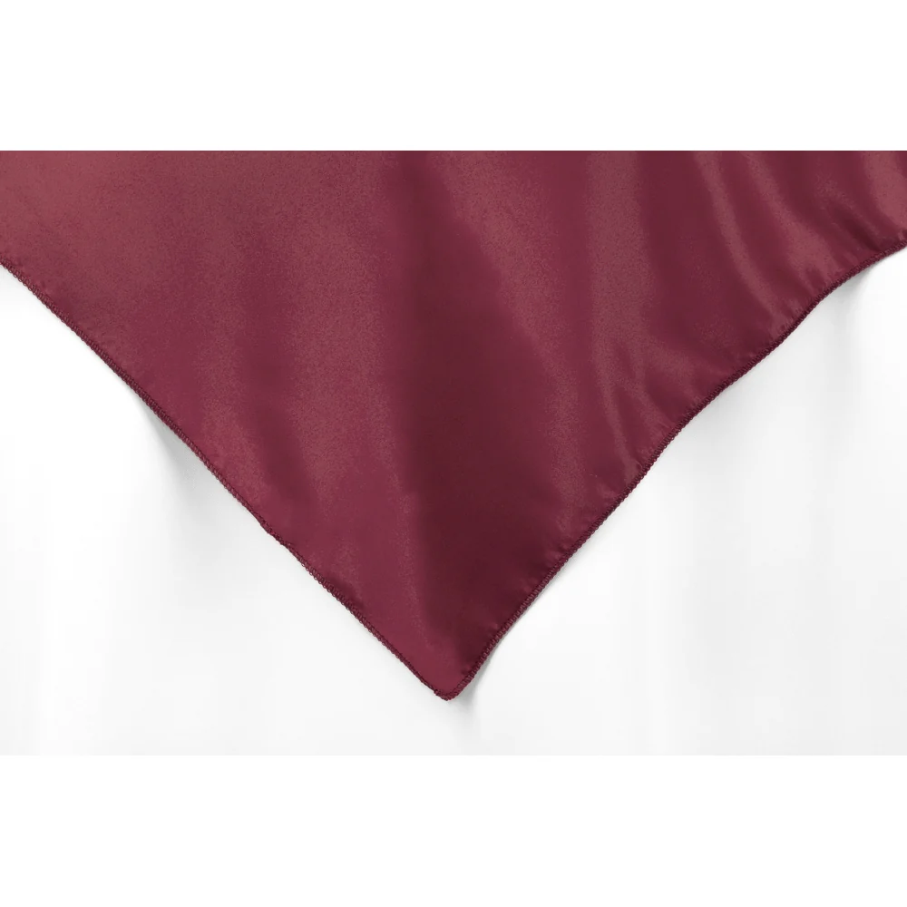 Square 90"x90" Lamour Satin Table Overlay - Burgundy - Image 2