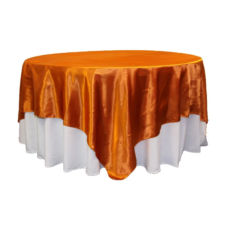 Square 90"x90" Satin Table Overlay - Burnt Orange - Image 2