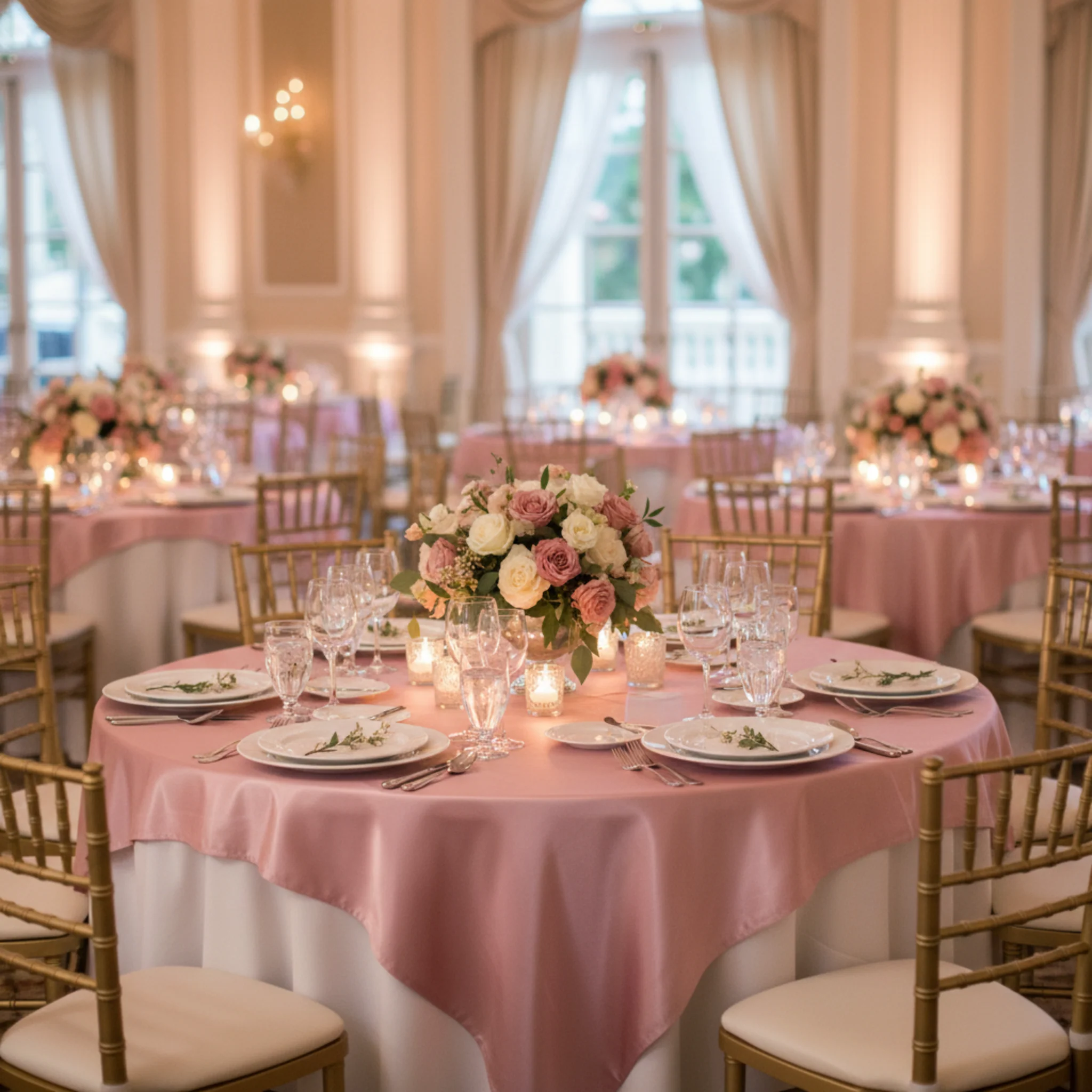 Square 90"x90" Satin Table Overlay - Dusty Rose/Mauve - Image 3