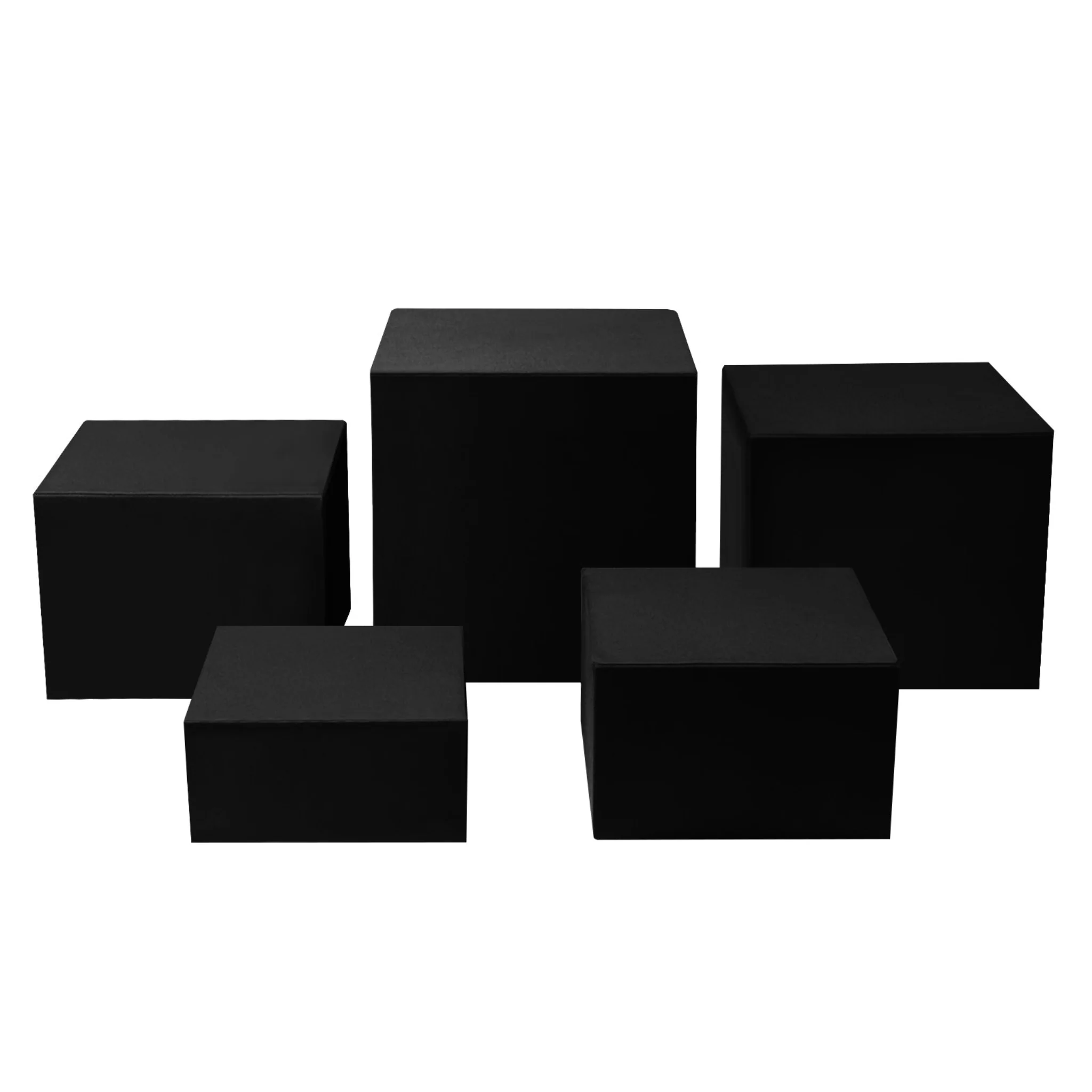 Spandex Covers for Square Metal Cake/Dessert Pedestal Stands 5 pcs/set - Black