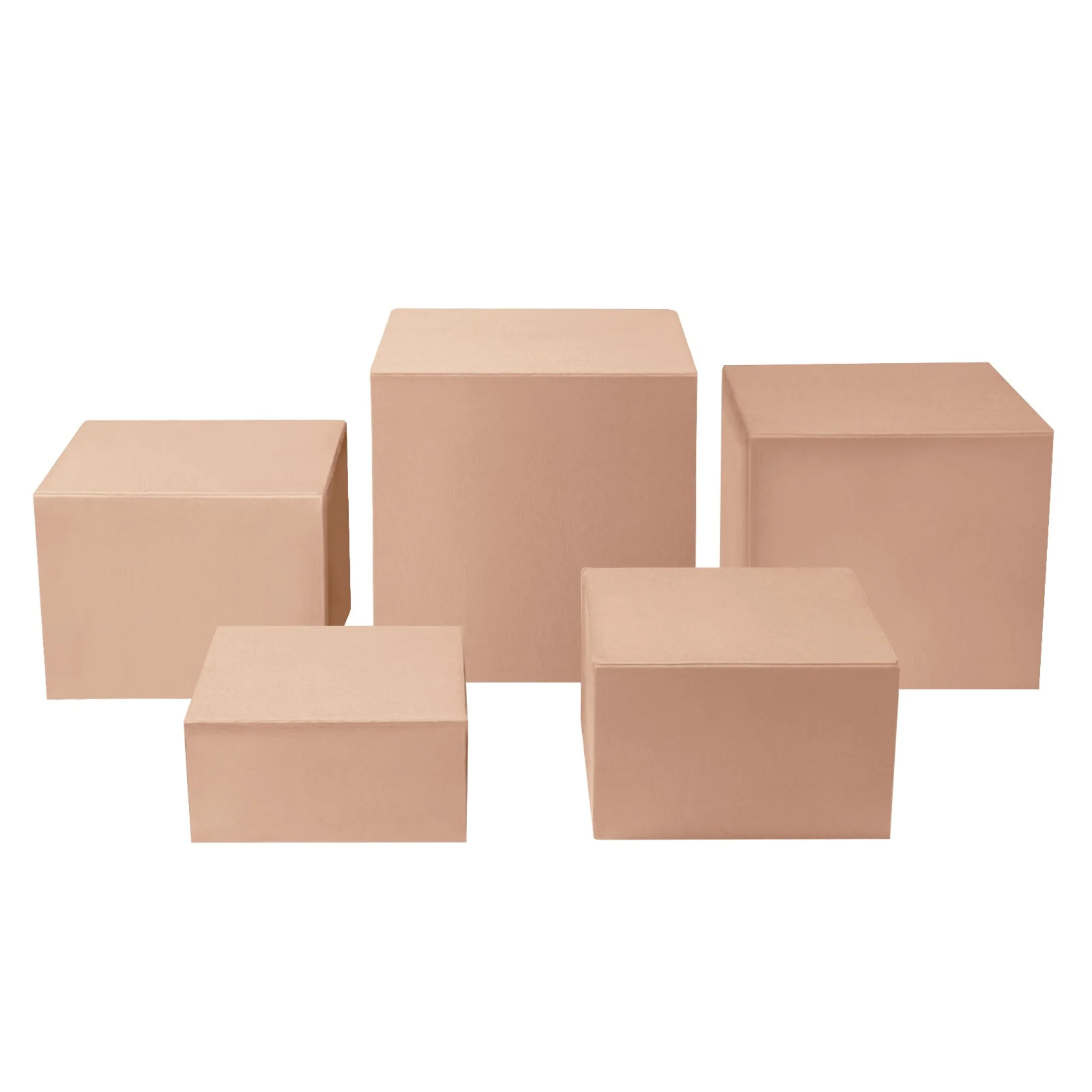 Spandex Covers for Square Metal Cake/Dessert Pedestal Stands 5 pcs/set - Blush/Rose Gold