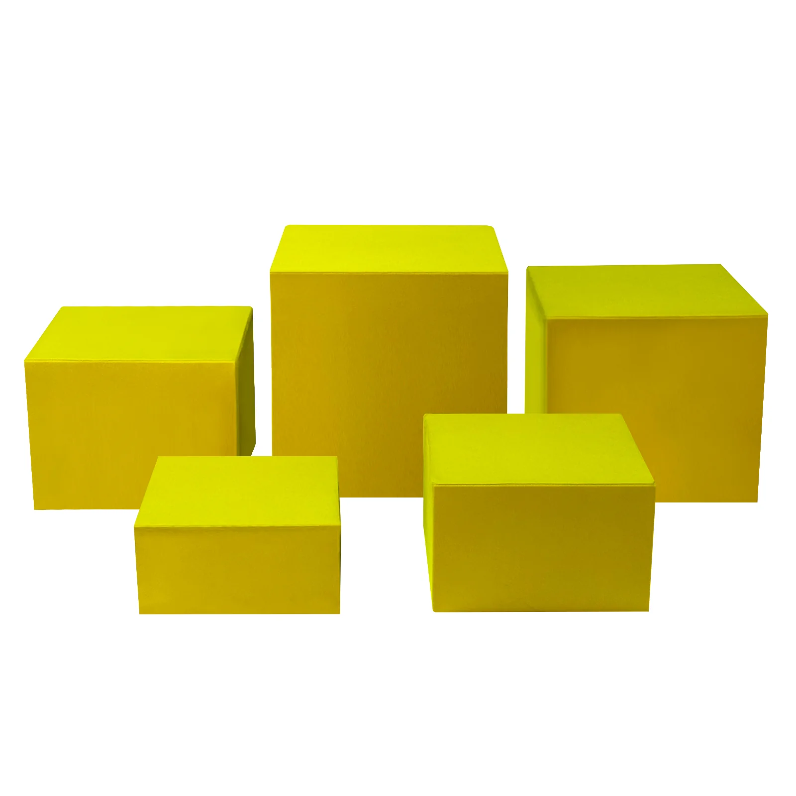 Spandex Covers for Square Metal Cake/Dessert Pedestal Stands 5 pcs/set - Canary Yellow