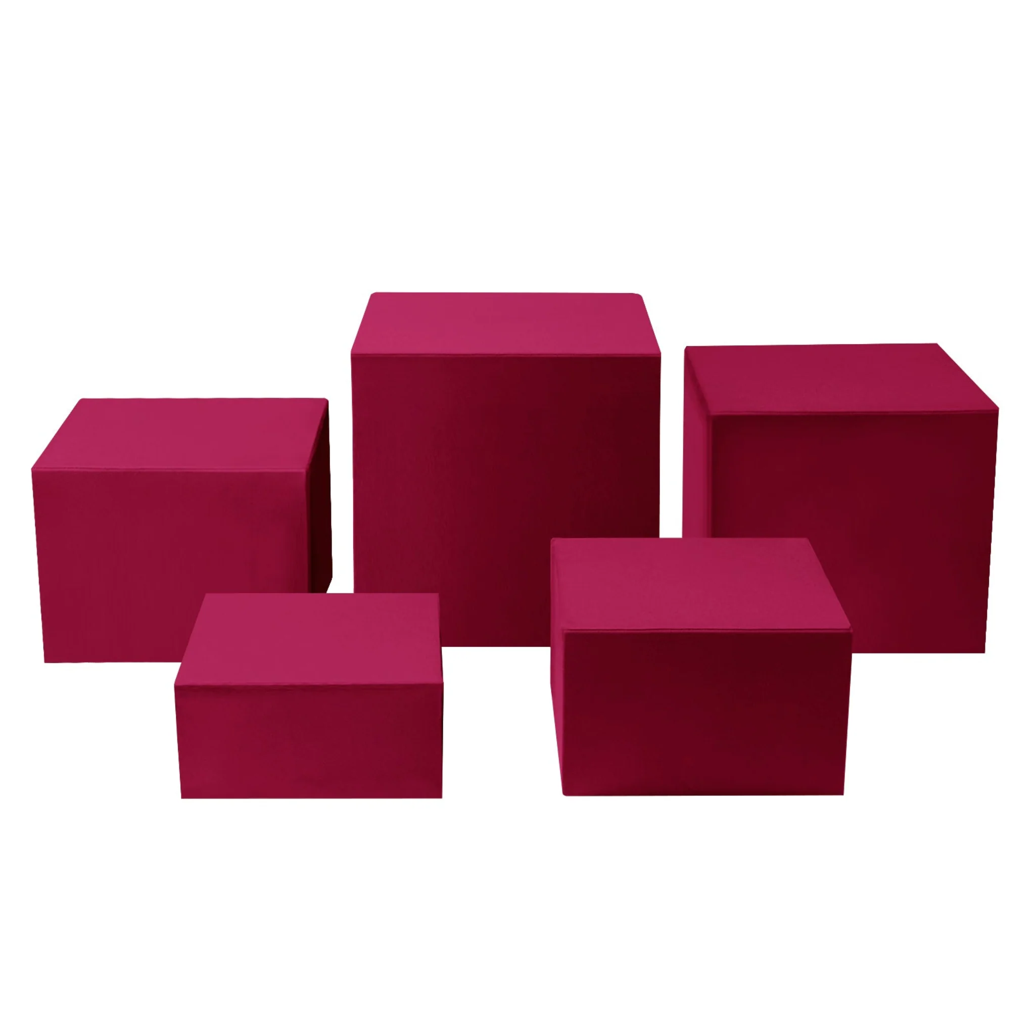 Spandex Covers for Square Metal Cake/Dessert Pedestal Stands 5 pcs/set - Fuchsia