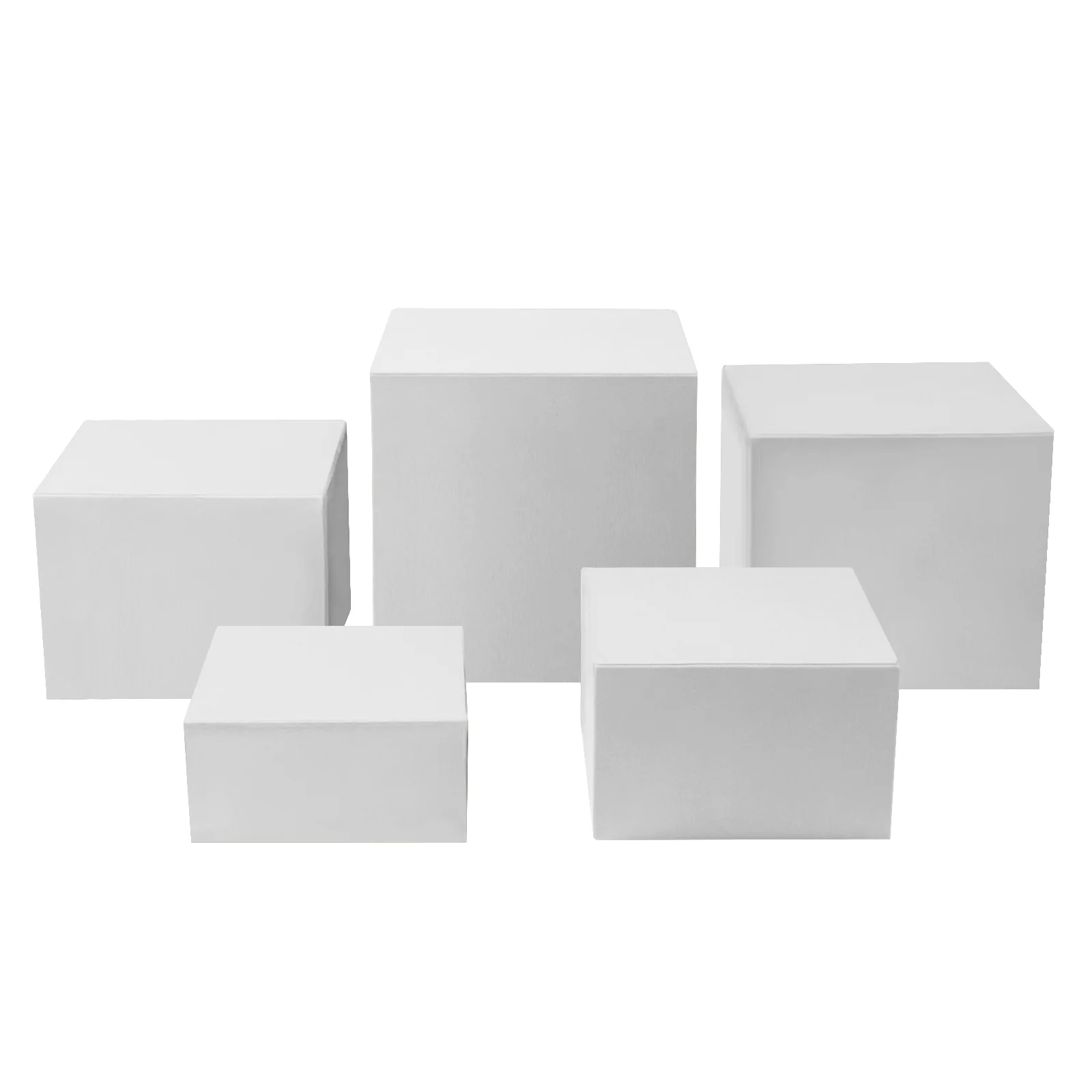 Spandex Covers for Square Metal Cake/Dessert Pedestal Stands 5 pcs/set - White