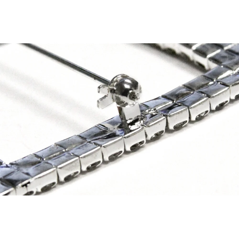 Square Diamond Rhinestone Metal Pin Sash Buckle - Silver - Image 2