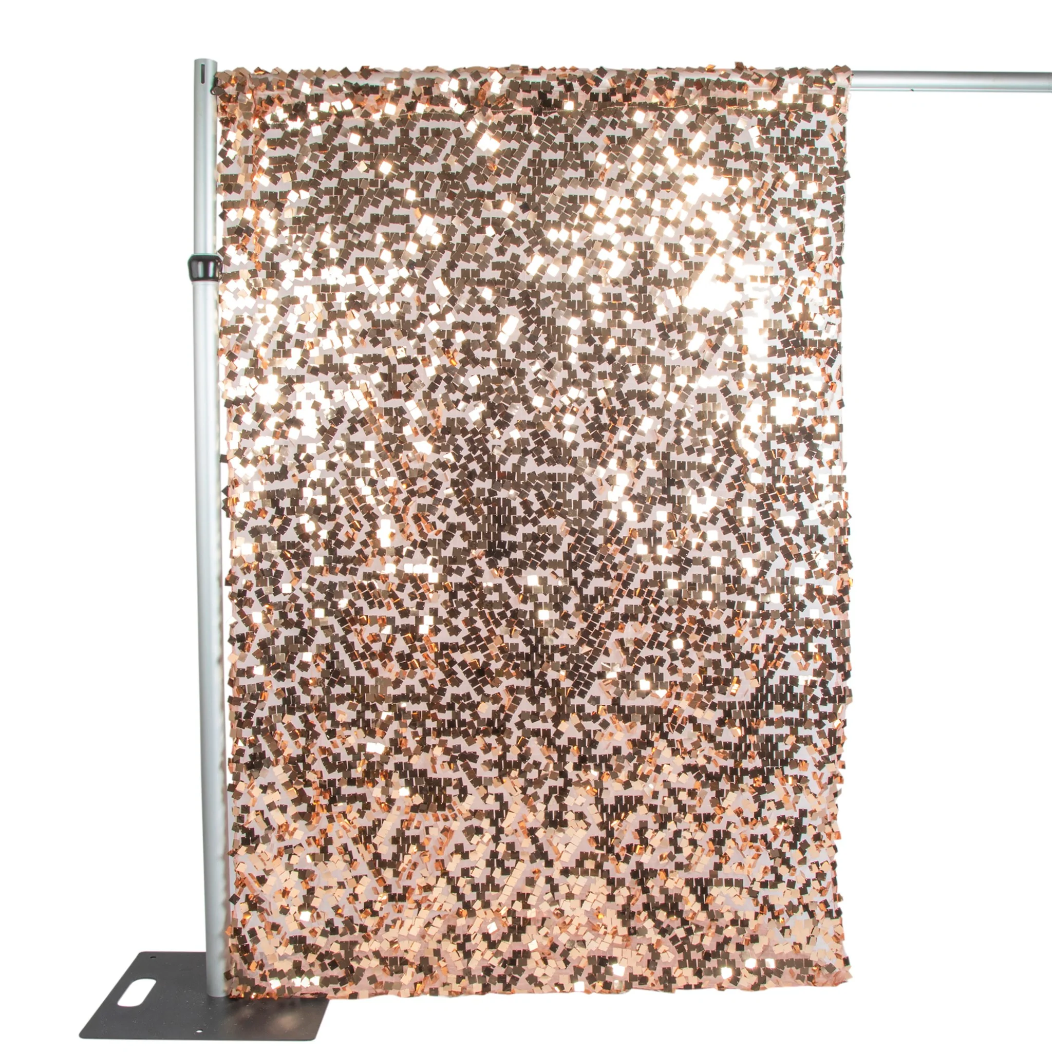 Square Payette Sequin 10ft H x 52" W Drape/Backdrop panel - Blush/Rose Gold - Image 2