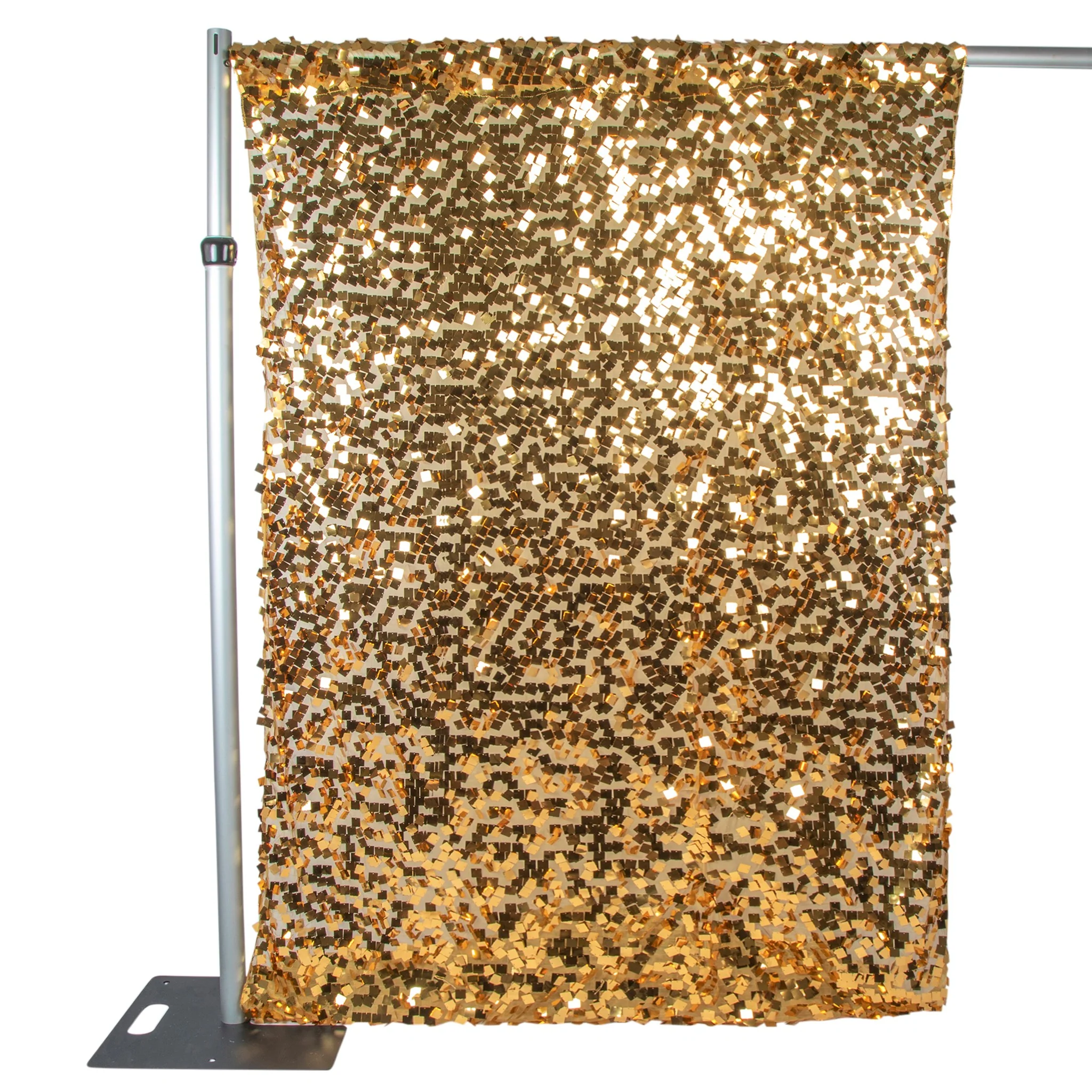 Square Payette Sequin 12ft H x 52" W Drape/Backdrop panel - Gold - Image 3