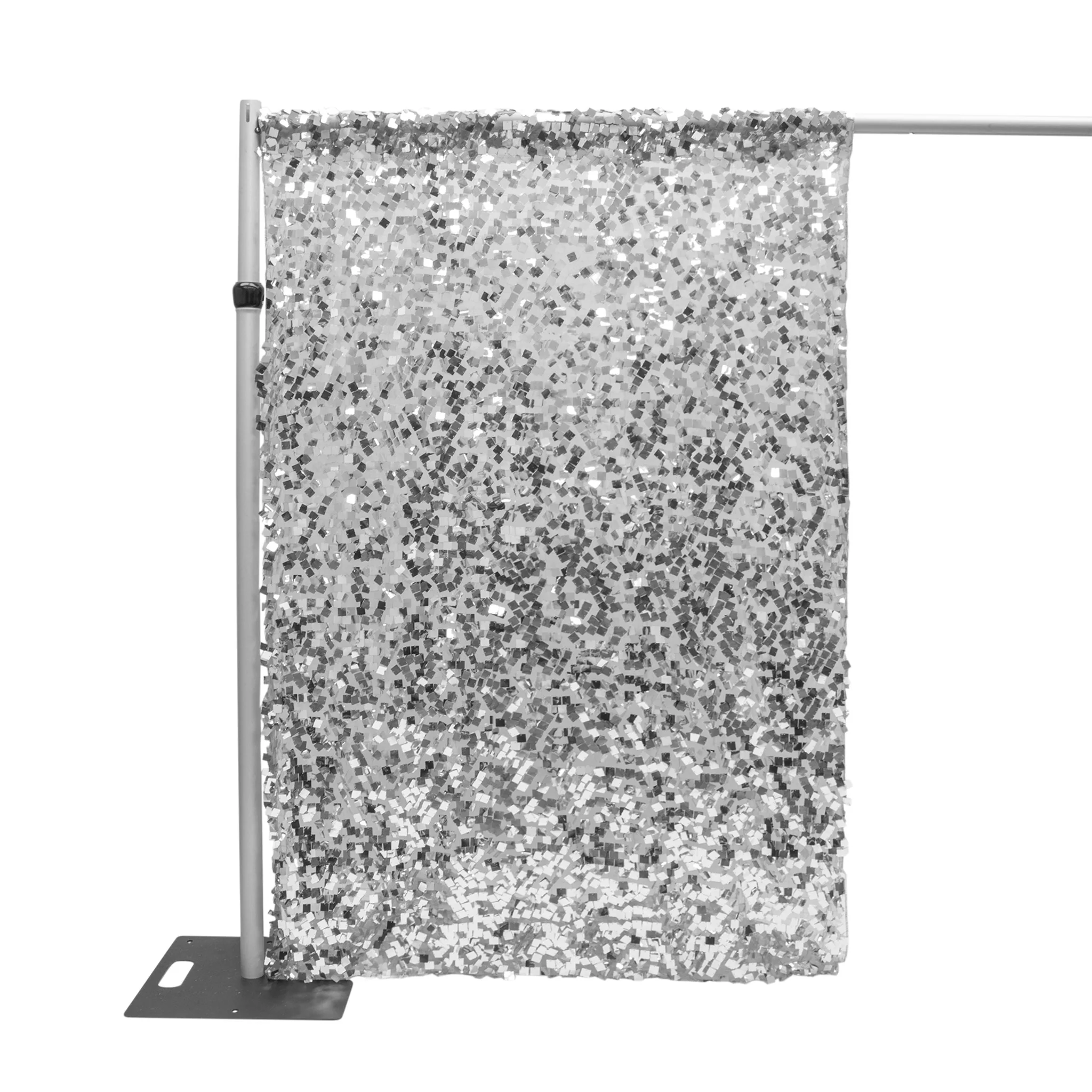 Square Payette Sequin 12ft H x 52" W Drape/Backdrop panel - Silver - Image 3