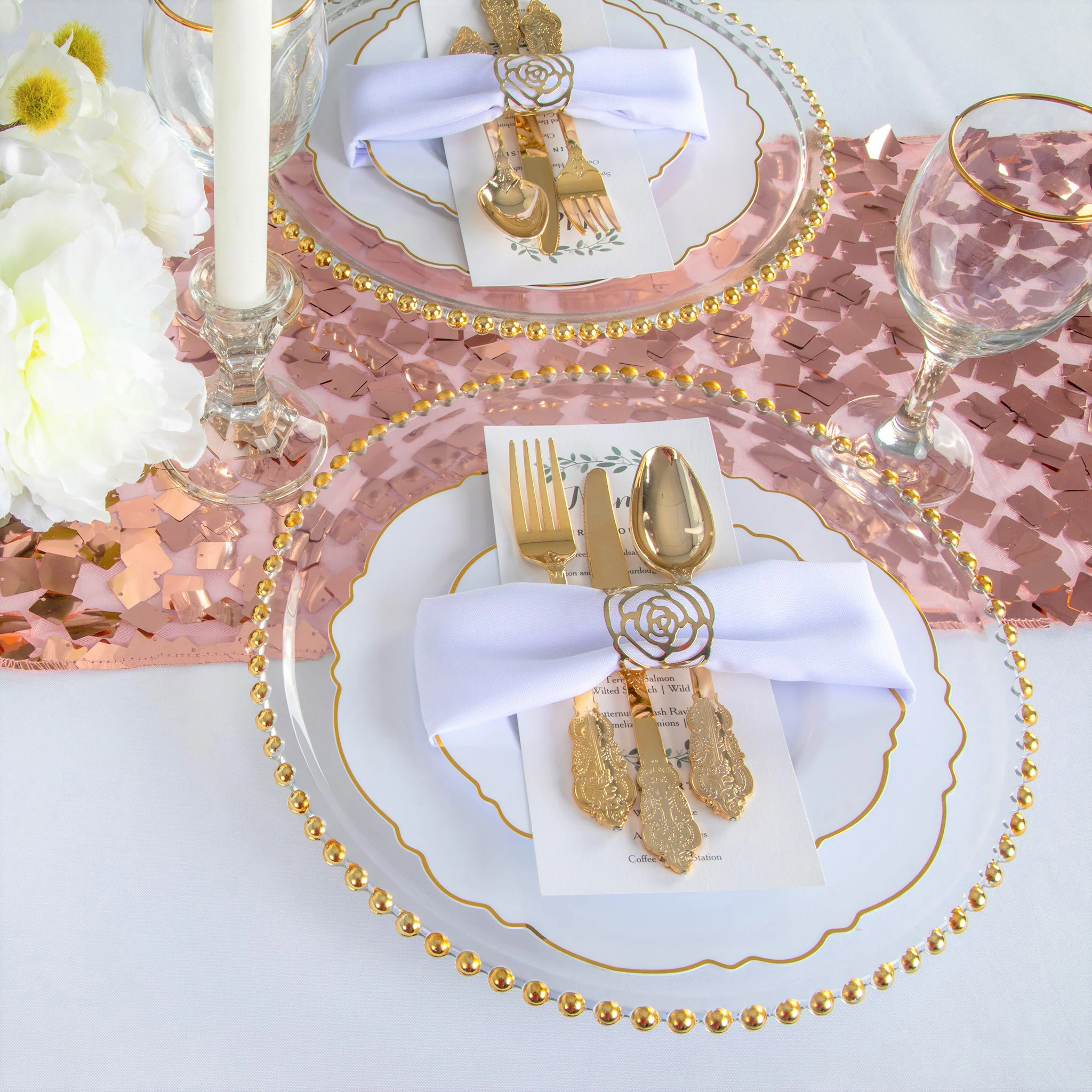 Square Payette Sequin Table Runner - Blush/Rose Gold - Image 6