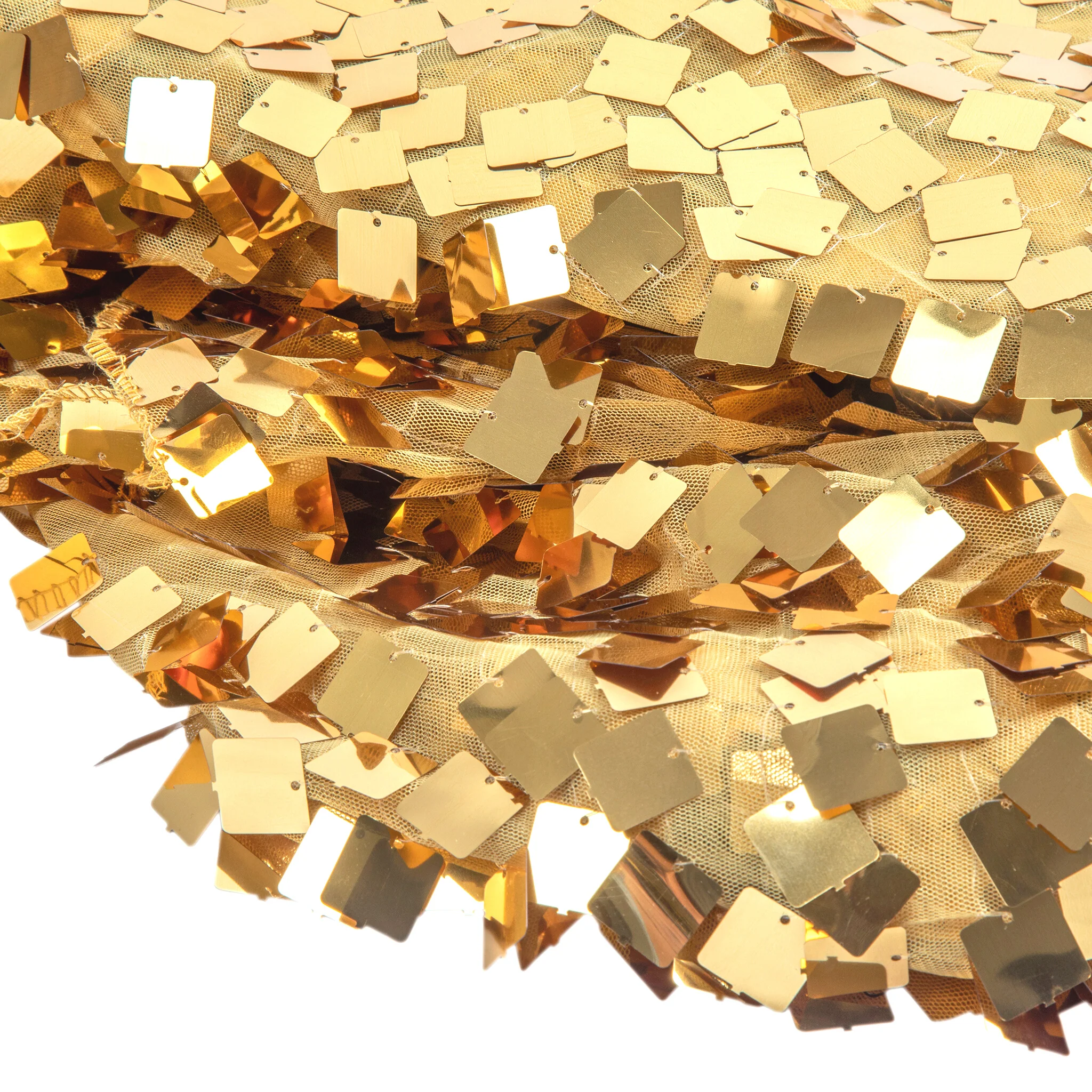 Square Payette Sequin Tablecloth 90"x156" Rectangular - Gold - Image 6