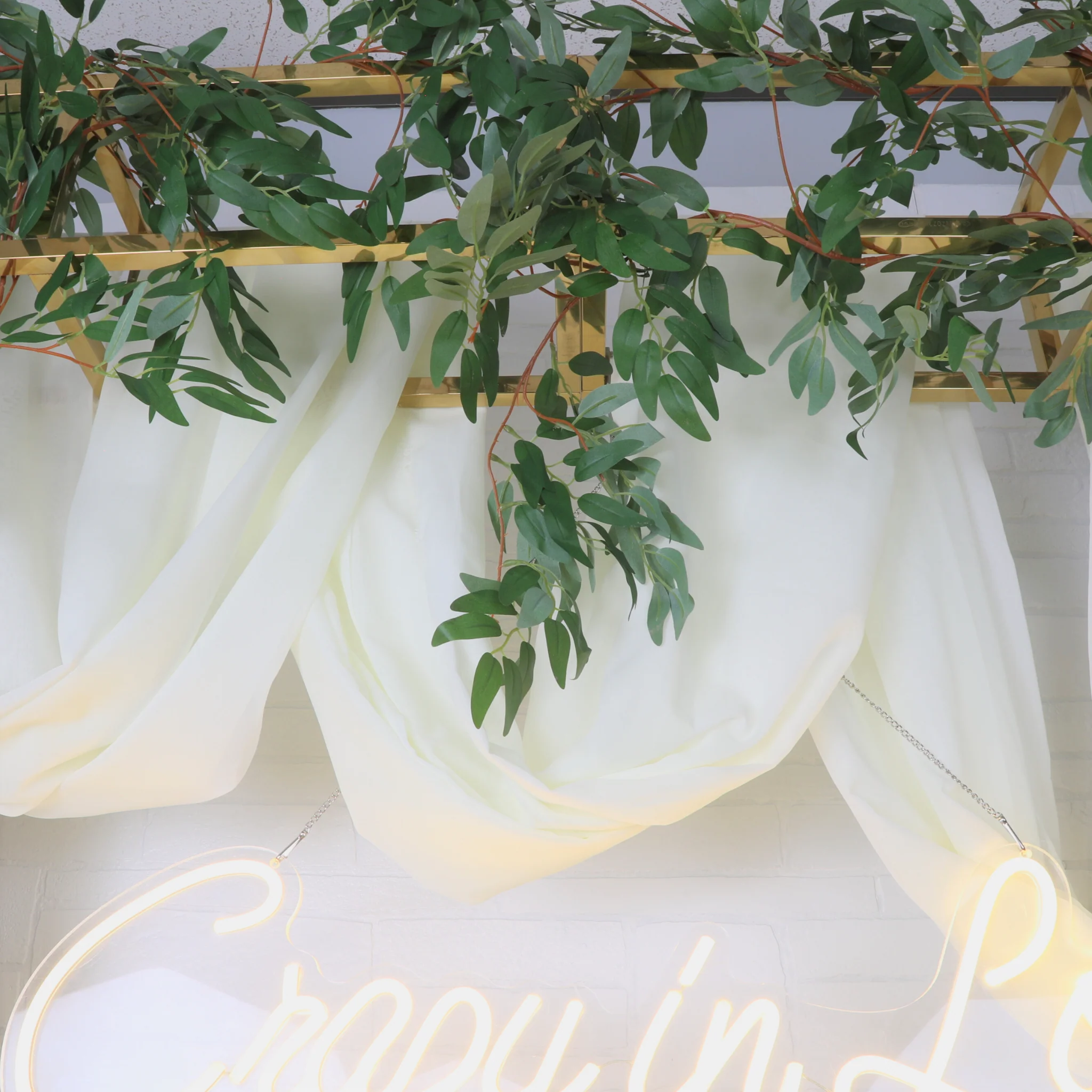 Square Pillar Wedding Arch Backdrop Stand with Shelves - Gold - Image 5