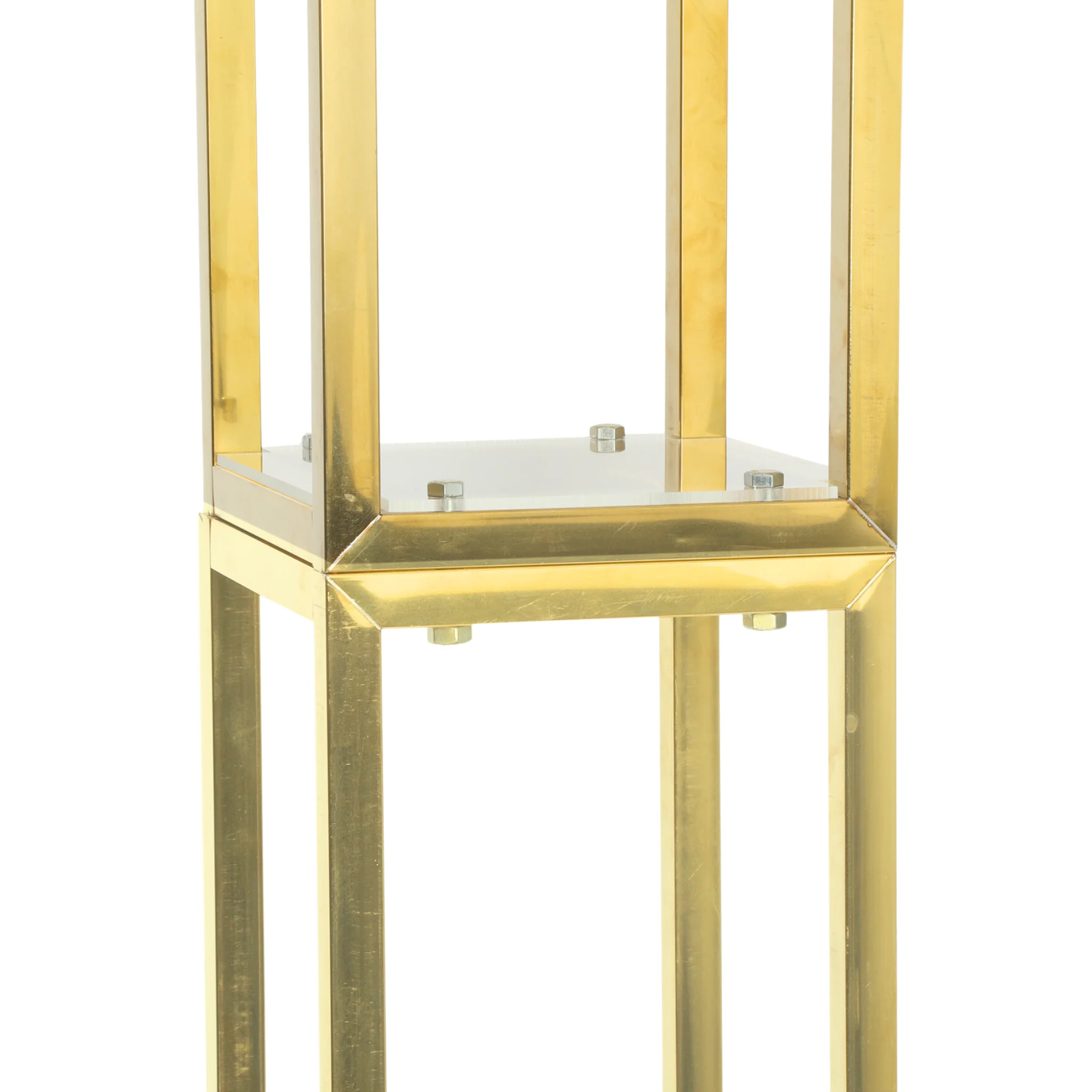 Square Pillar Wedding Arch Backdrop Stand with Shelves - Gold - Image 6