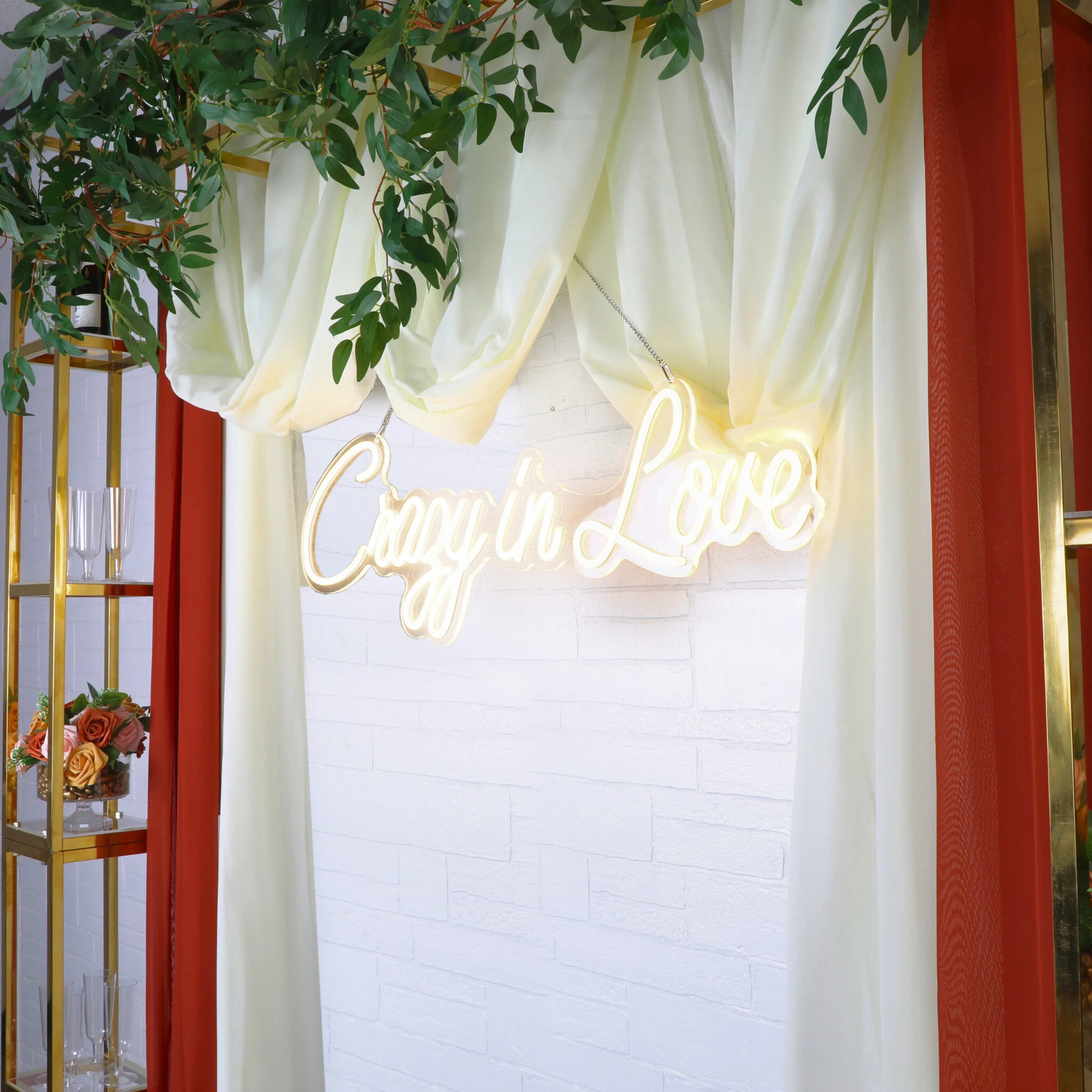 Square Pillar Wedding Arch Backdrop Stand with Shelves - Gold - Image 7