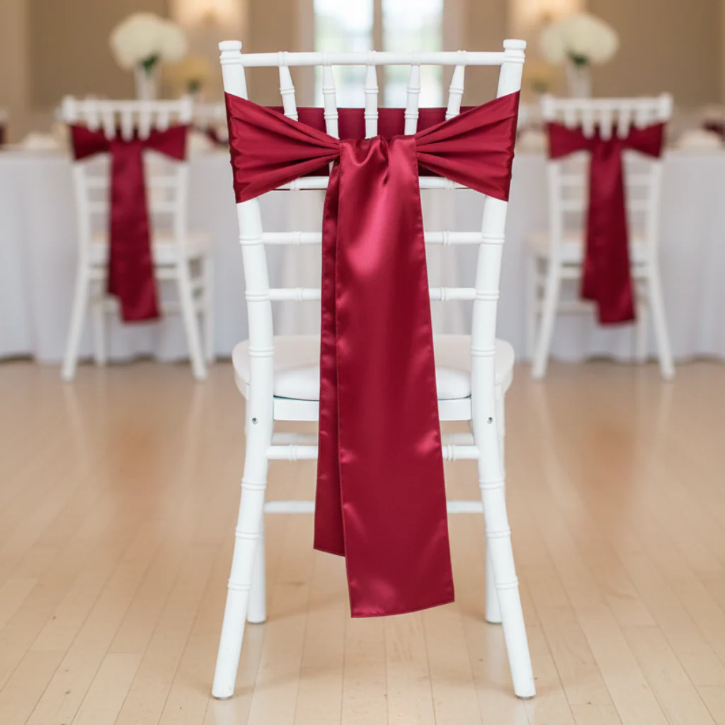 Standard Satin Chair Sash - Apple Red - Image 3