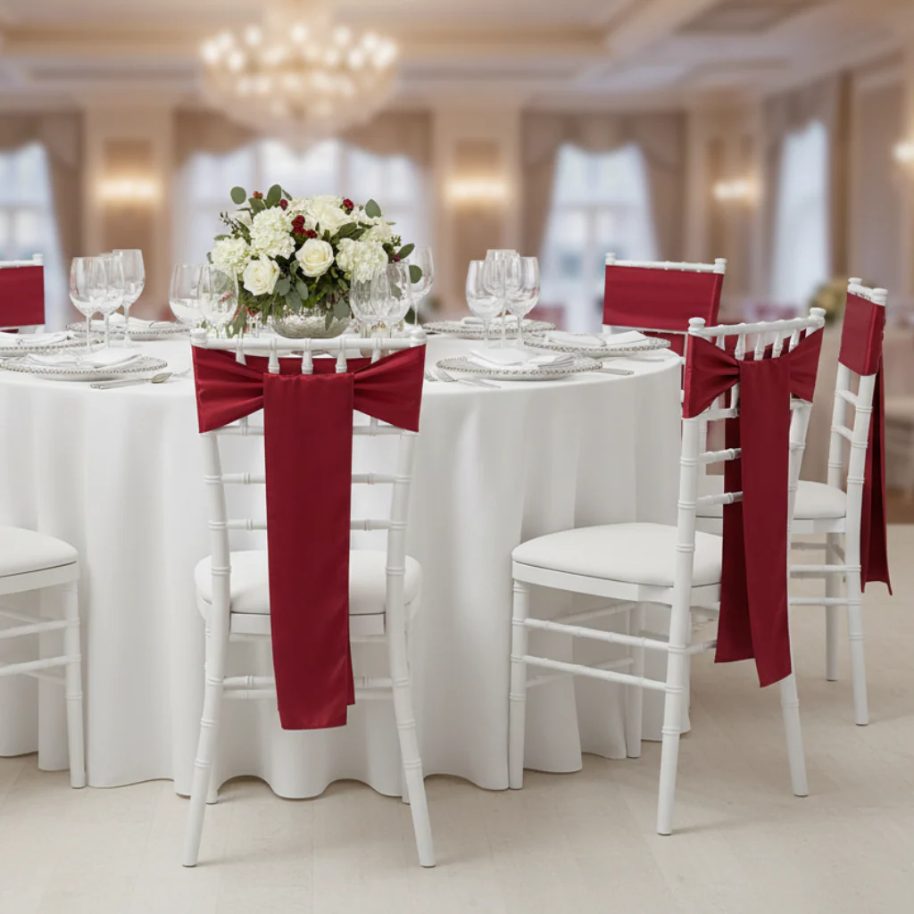 Standard Satin Chair Sash - Apple Red - Image 4