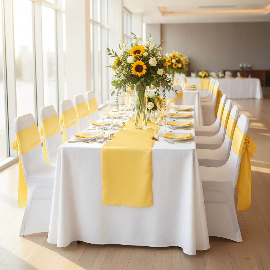 Standard Satin Chair Sash - Canary Yellow (Bright Yellow) - Image 2