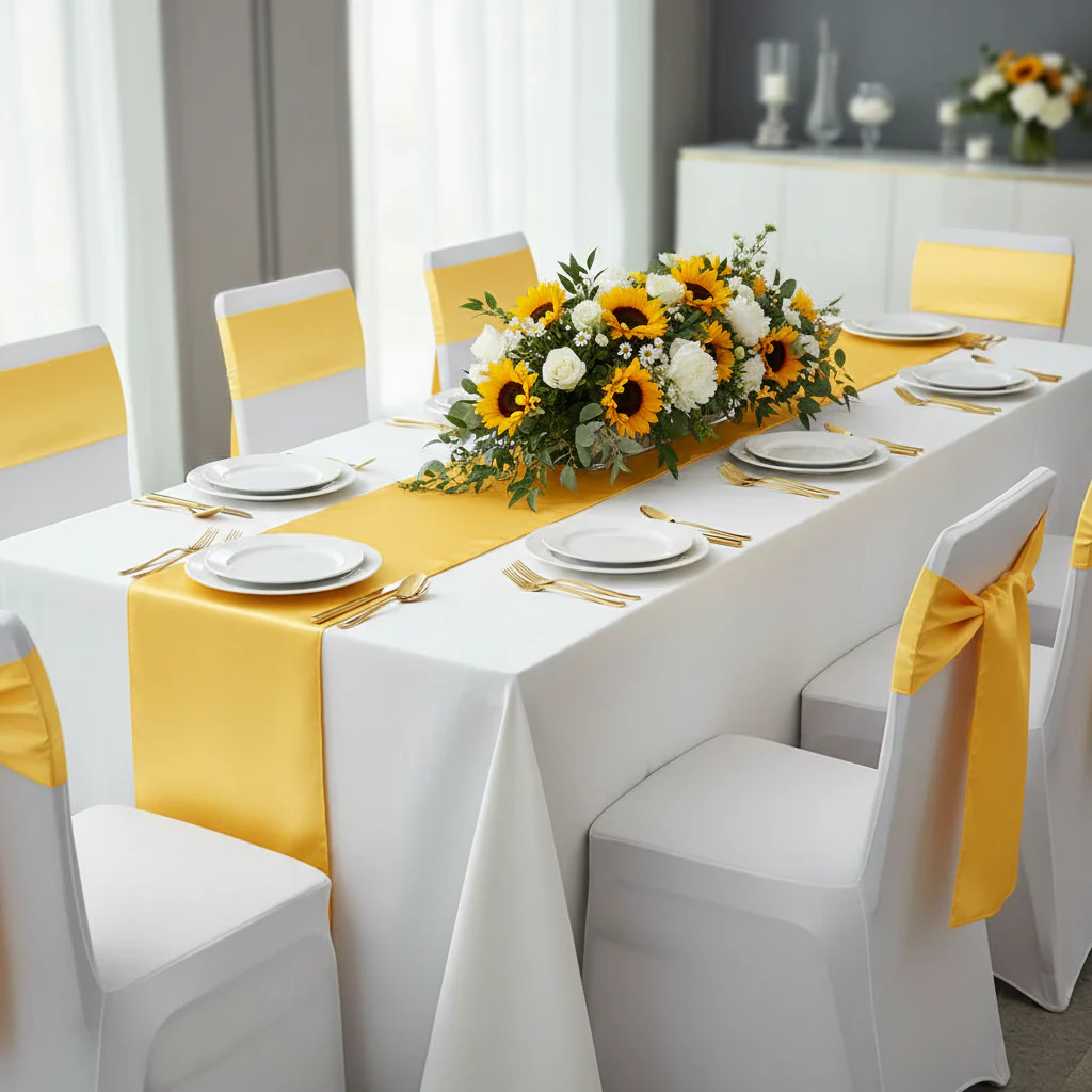 Standard Satin Chair Sash - Canary Yellow (Bright Yellow) - Image 3