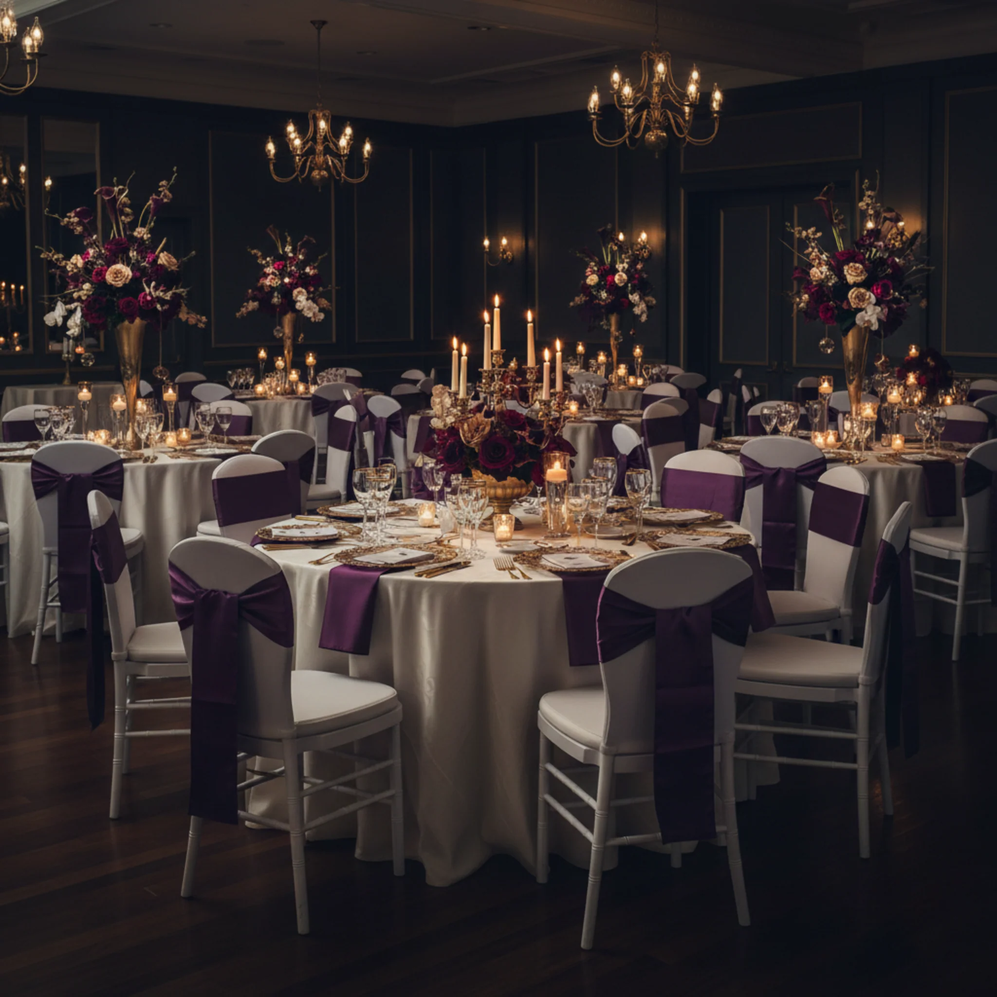 Standard Satin Chair Sash - Eggplant/Plum - Image 3