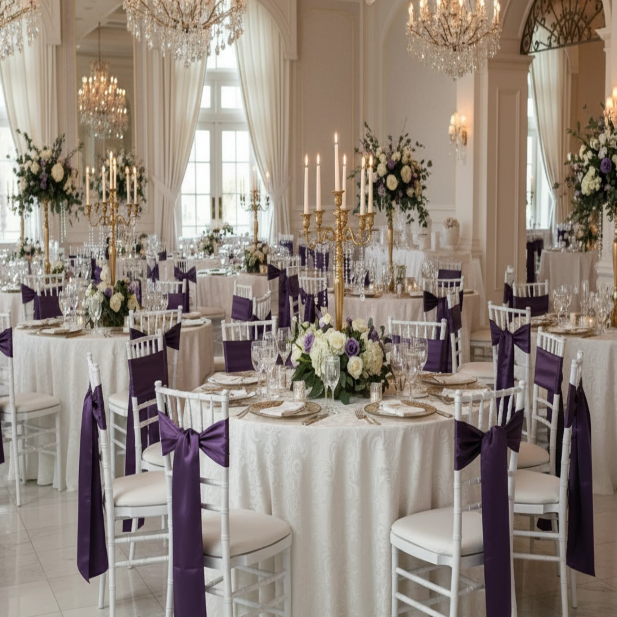 Standard Satin Chair Sash - Eggplant/Plum - Image 4