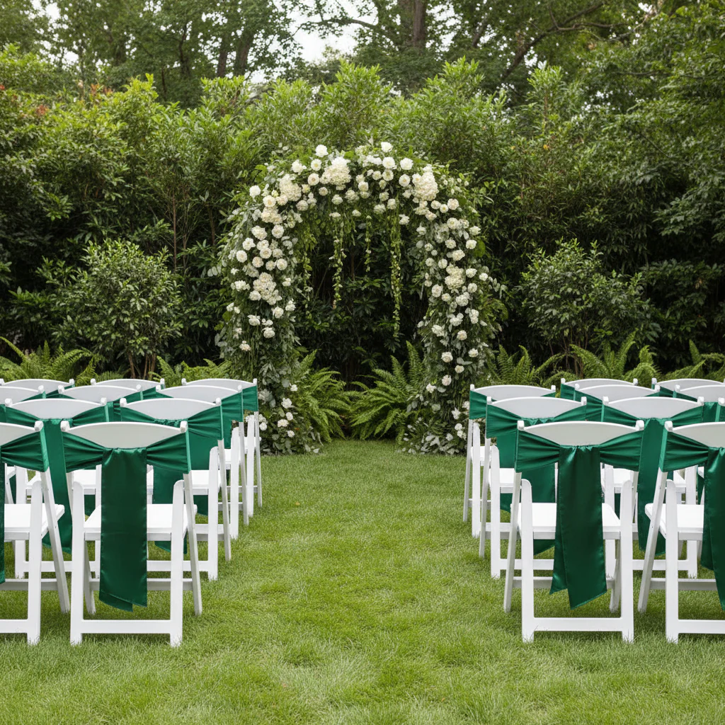 Standard Satin Chair Sash - Emerald Green - Image 3