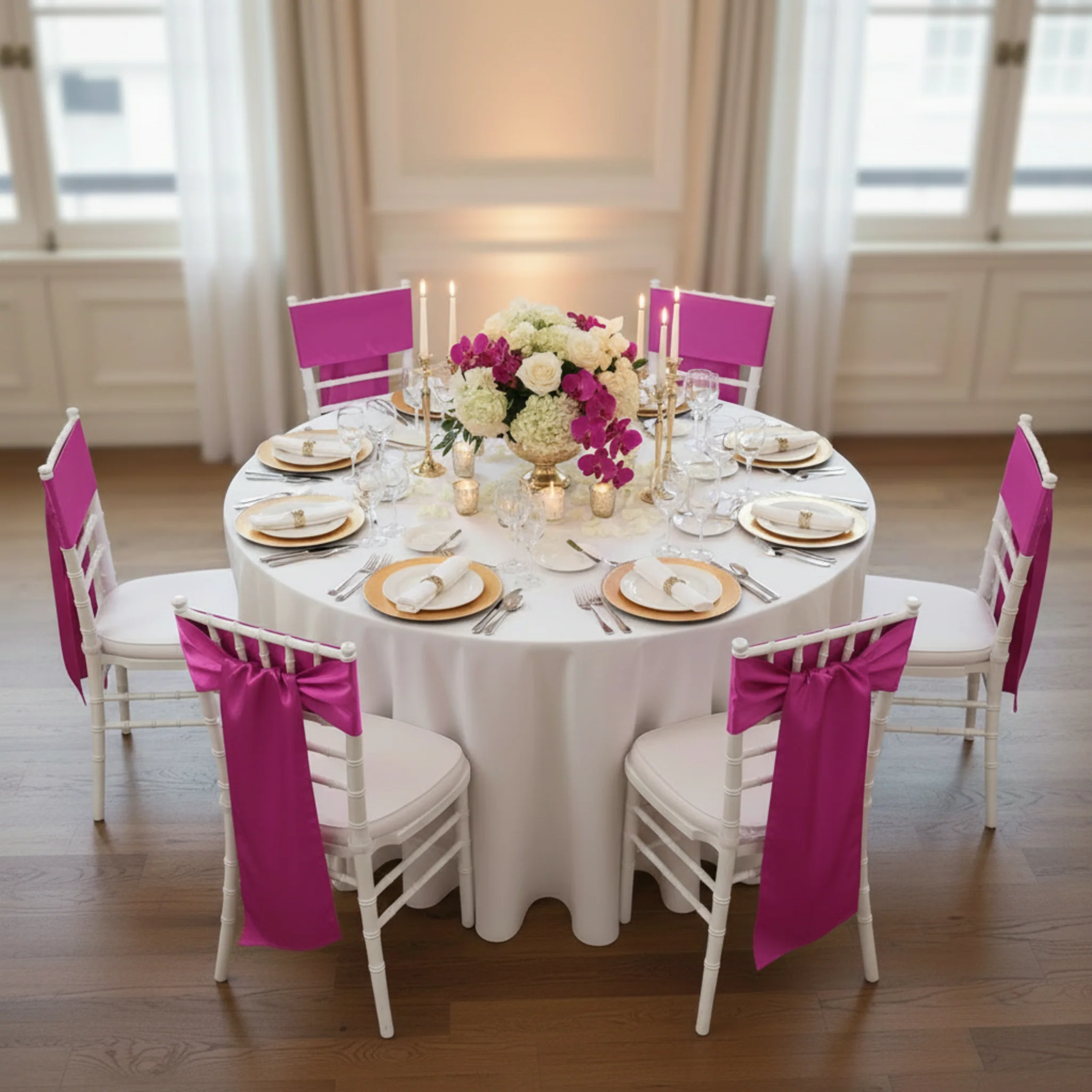Standard Satin Chair Sash - Fuchsia - Image 3