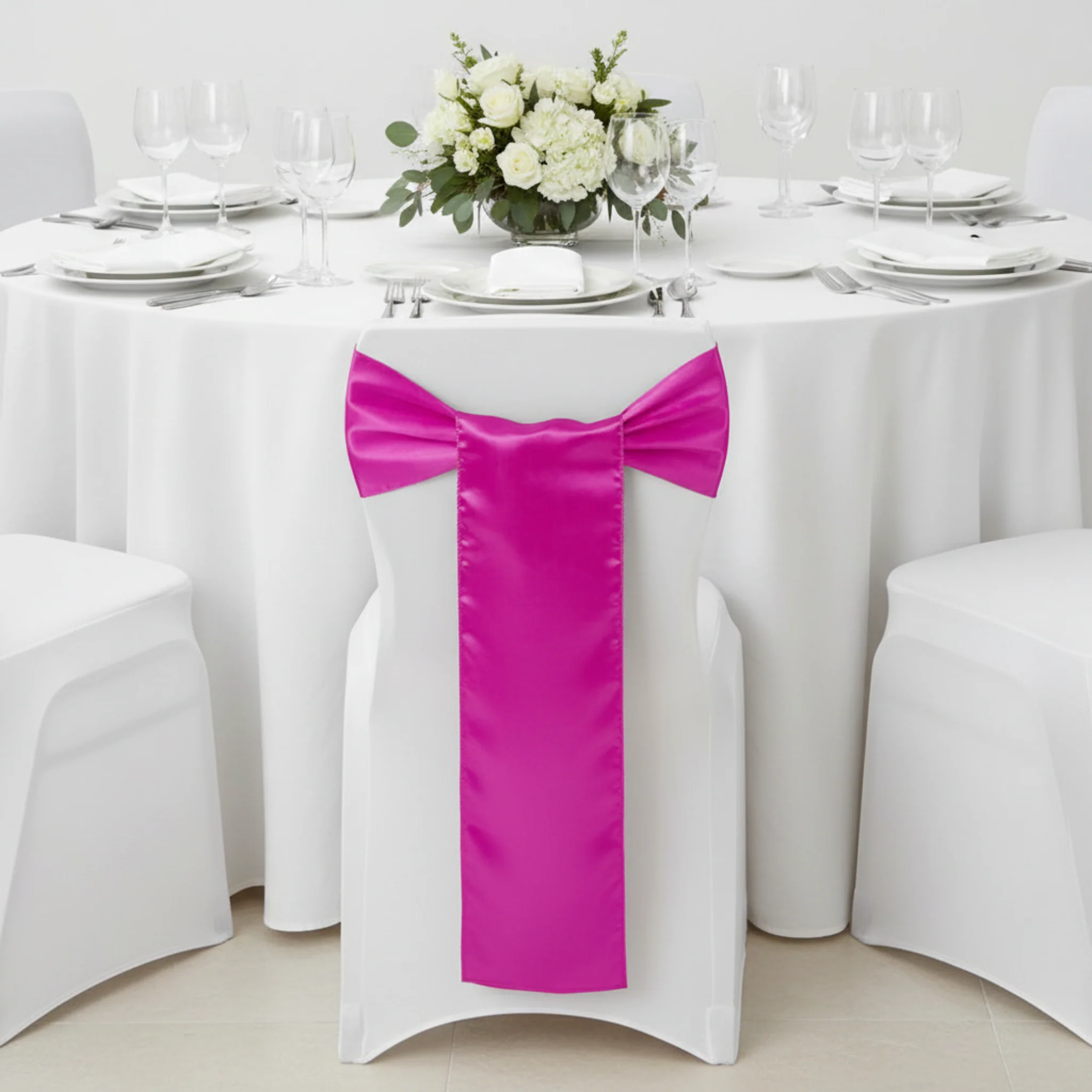 Standard Satin Chair Sash - Fuchsia - Image 4