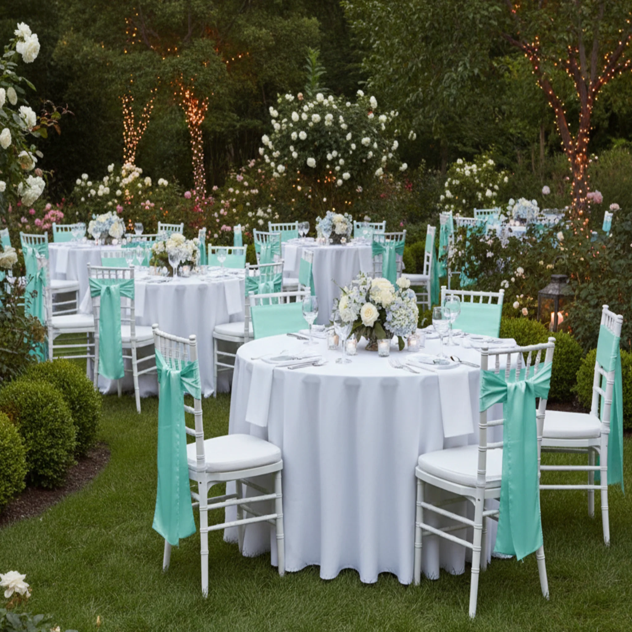 Standard Satin Chair Sash - Light Turquoise - Image 4