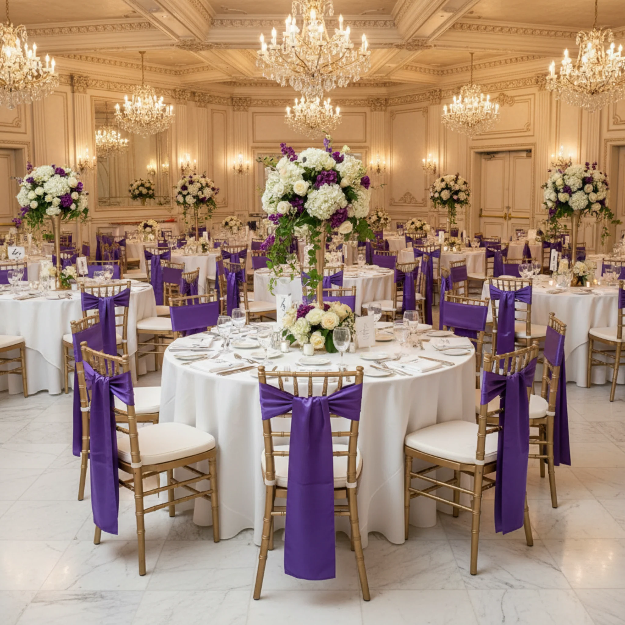 Standard Satin Chair Sash - Purple - Image 3