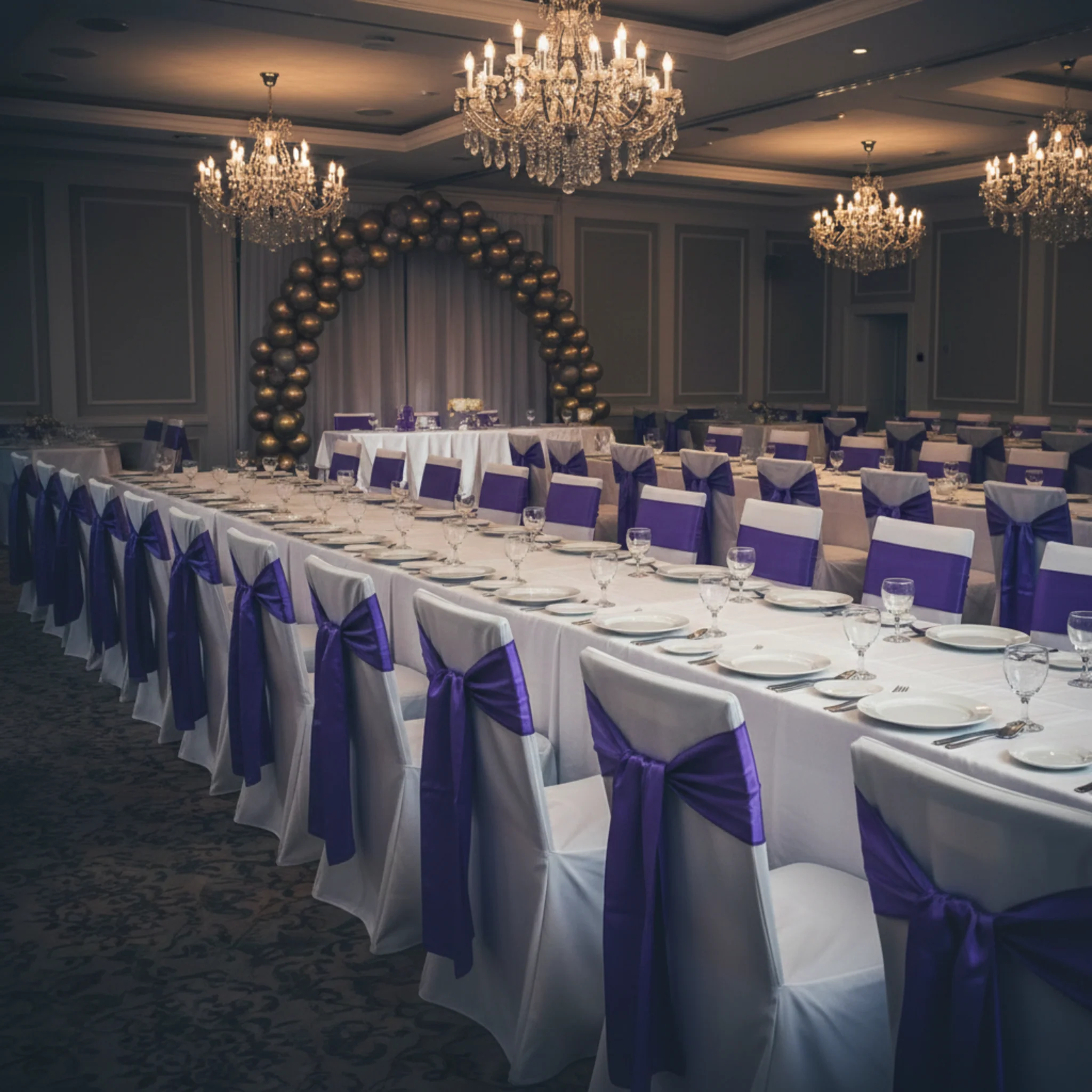 Standard Satin Chair Sash - Purple - Image 4