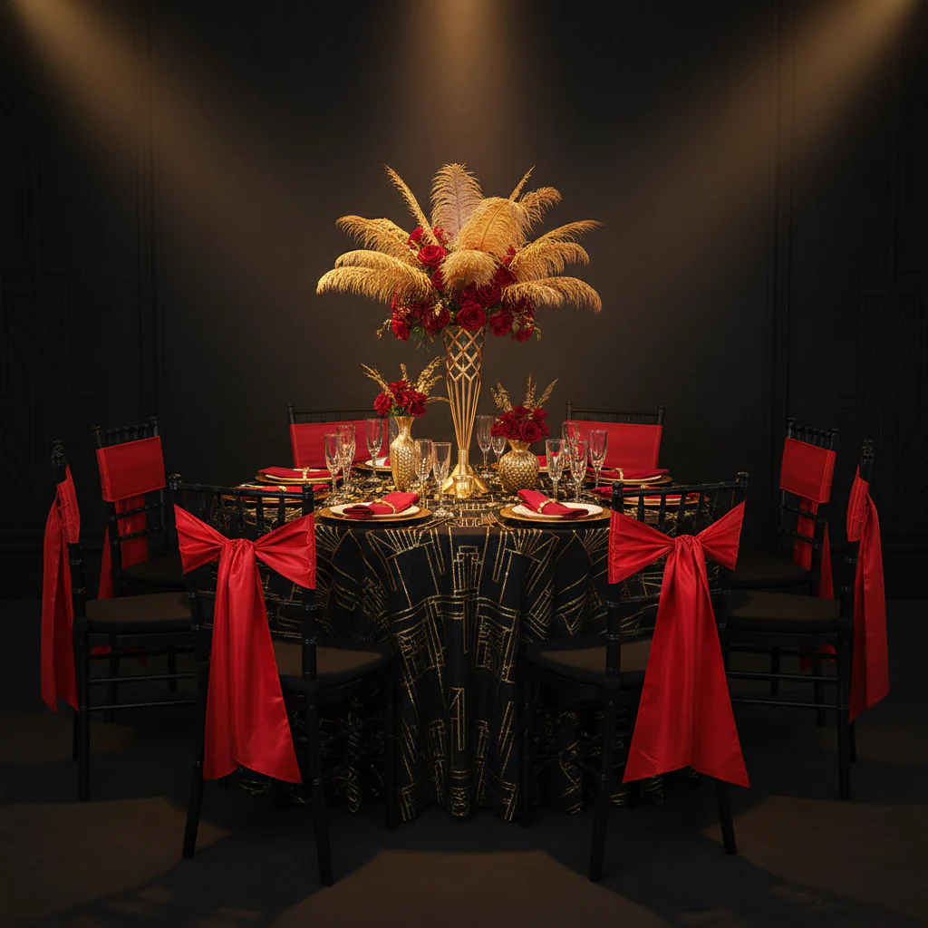 Standard Satin Chair Sash - Red - Image 4