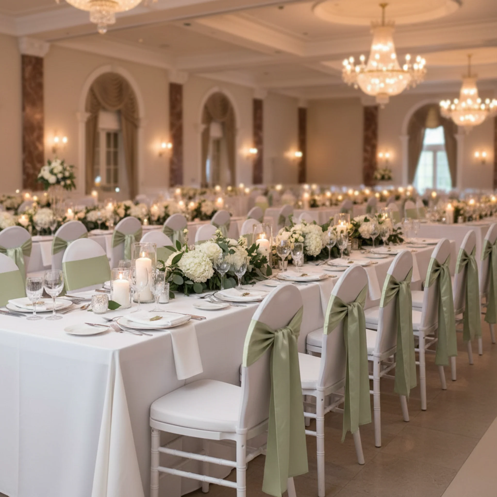 Standard Satin Chair Sash - Sage Green - Image 3