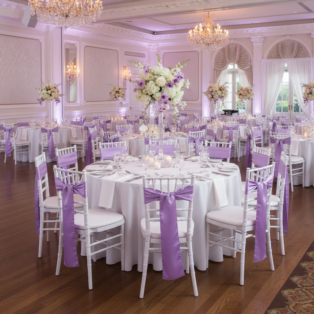 Standard Satin Chair Sash - Victorian Lilac/Wisteria - Image 3