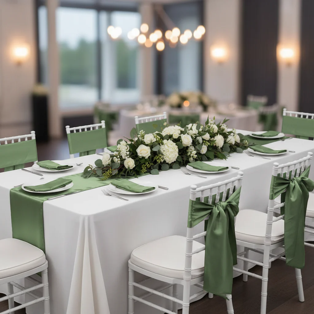 Standard Satin Chair Sash - Willow Green - Image 3
