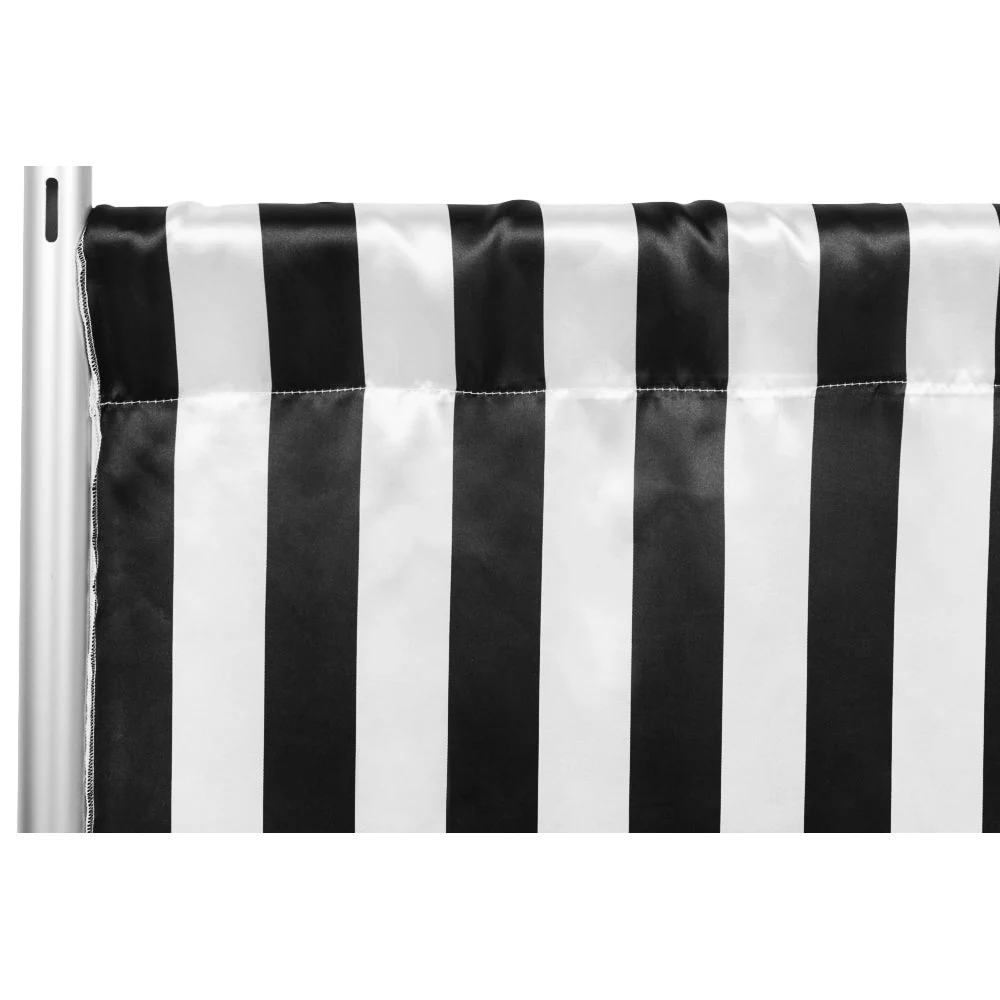 Stripe Satin 8ft H x 52"W Backdrop Panel/Drape - Black & White - Image 3